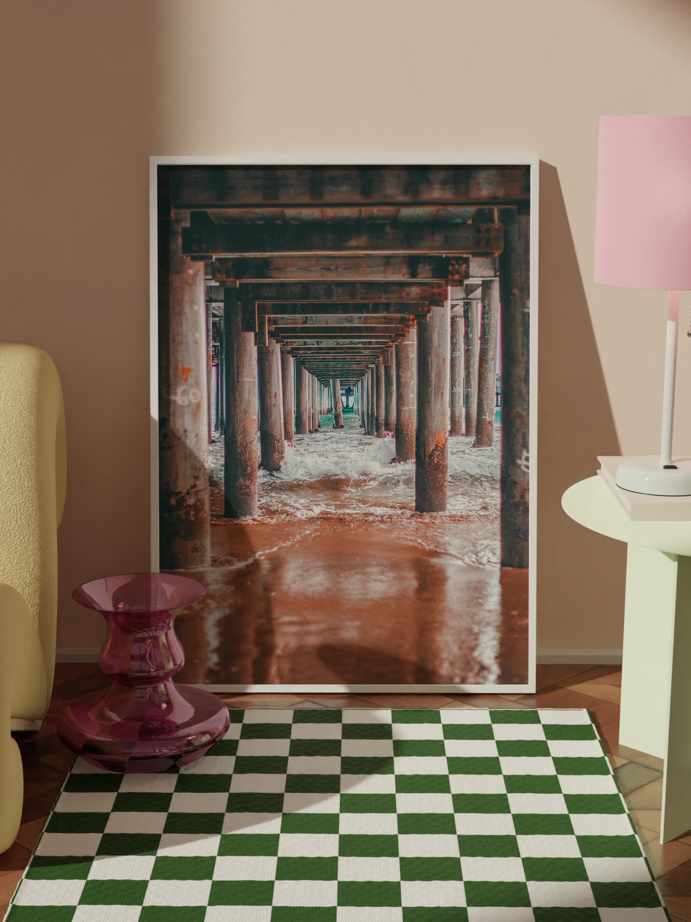 Çerçevesiz Poster, Yaz Temalı Tablo NO:160, İskeleden Görünüm Fotoğrafı, Kahverengi Poster, Dikey