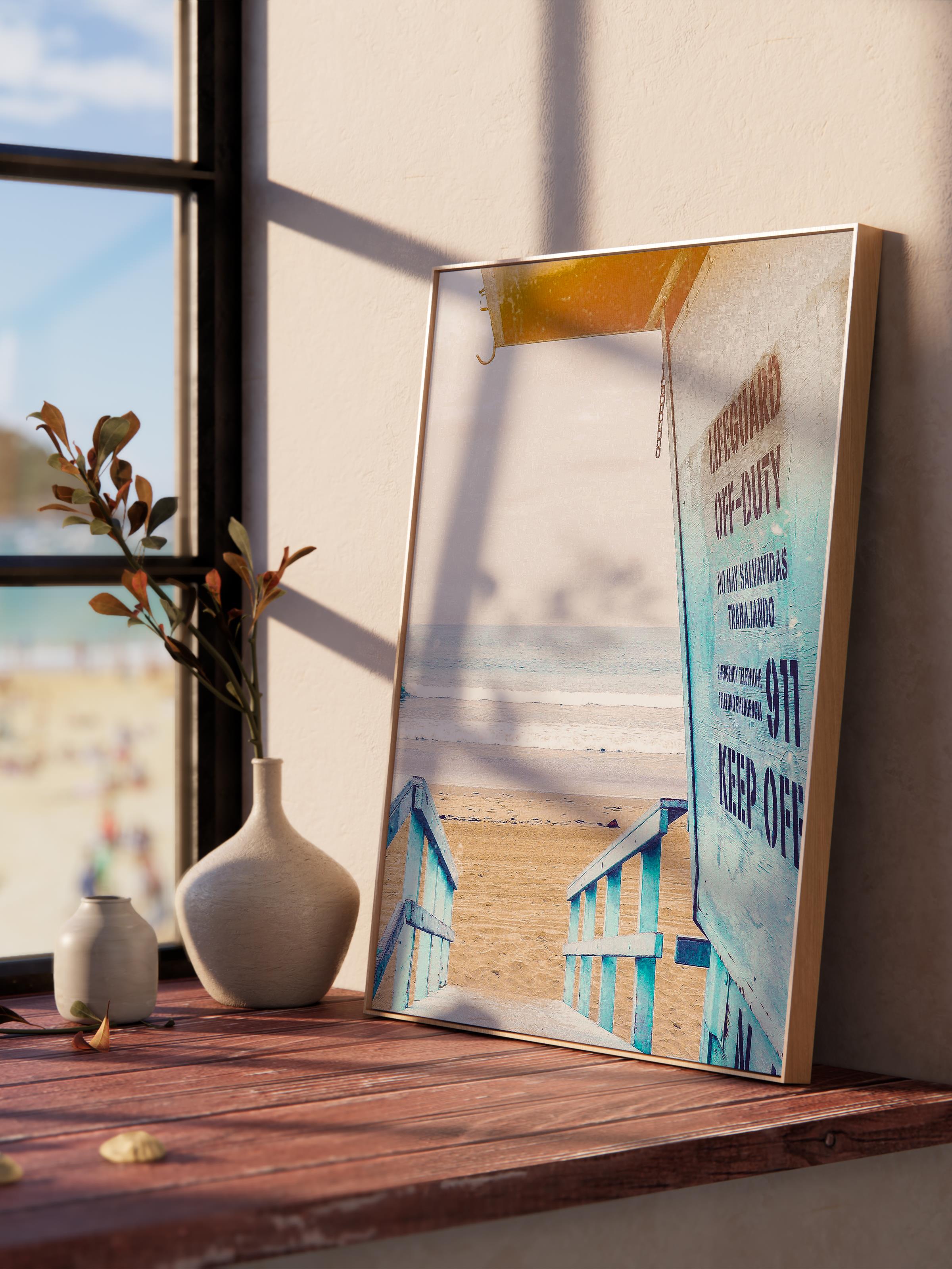 Çerçevesiz Poster, Yaz Temalı Tablo NO:20, Plaj Evi Manzarası Fotoğrafı, Beyaz Poster, Dikey