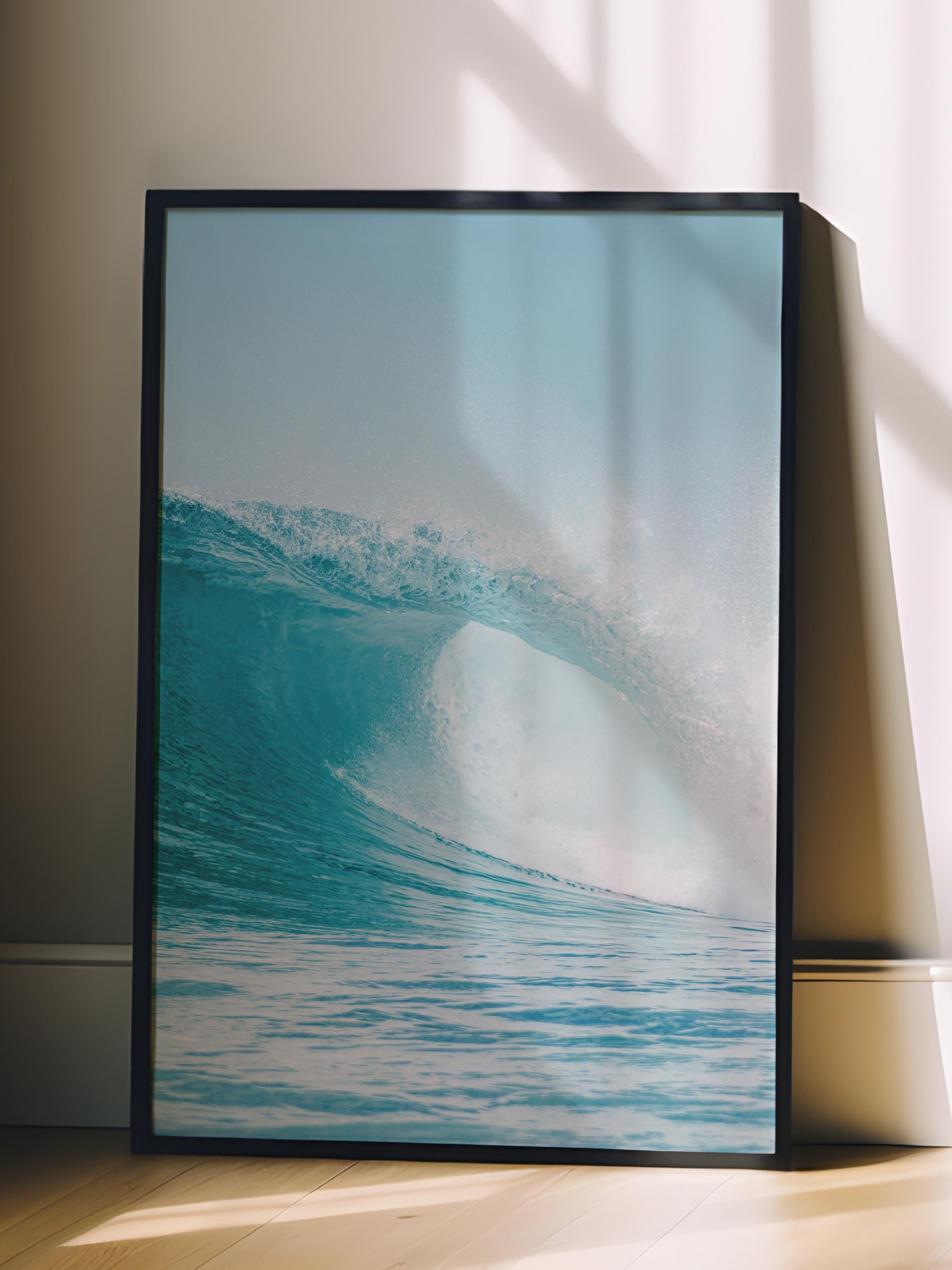 Çerçevesiz Poster, Yaz Temalı Tablo NO:204, Büyük Dalga Fotoğrafı, Mavi Poster, Dikey