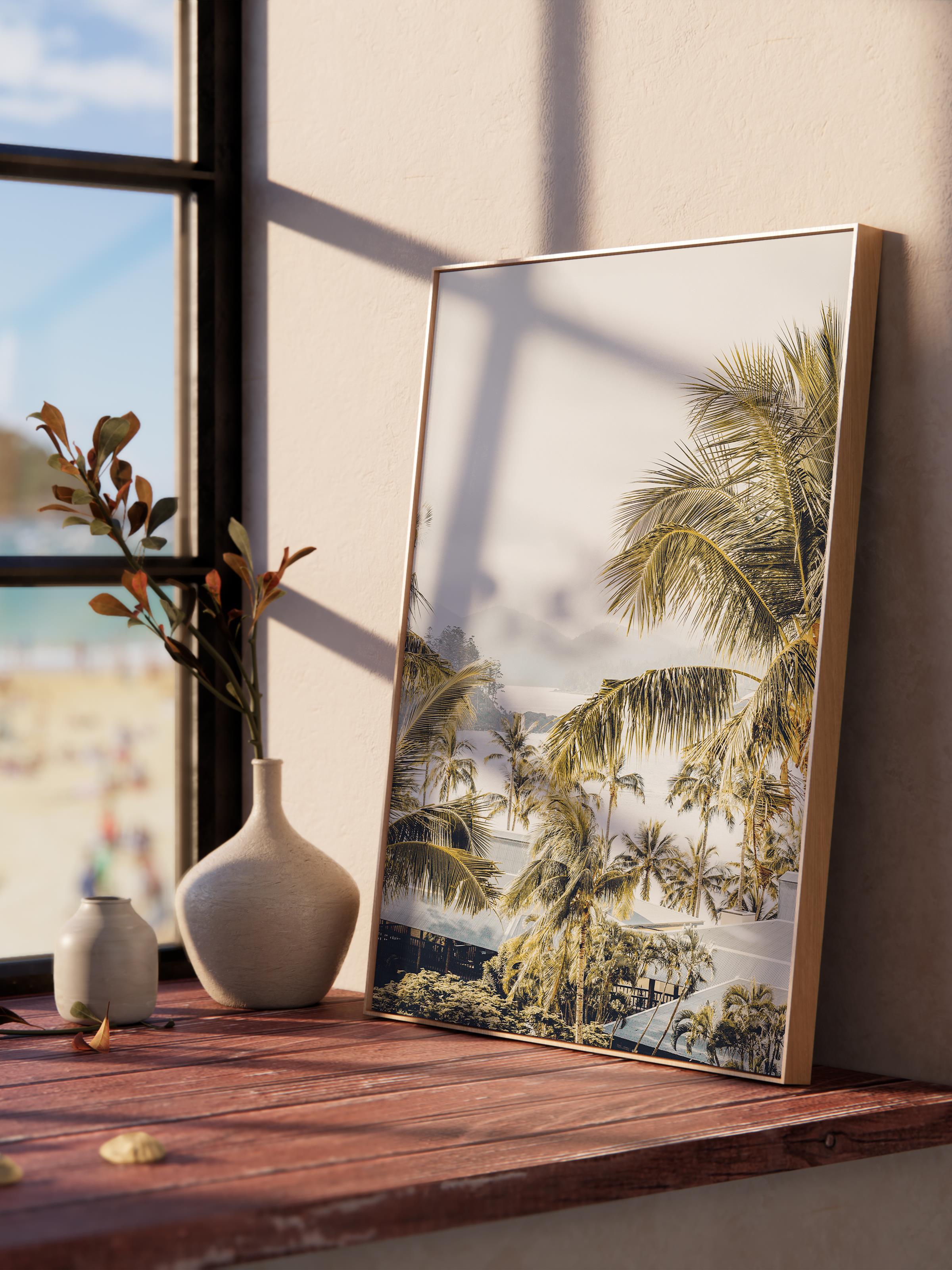 Çerçevesiz Poster, Yaz Temalı Tablo NO:22, Palmiye Ormanı Fotoğrafı, Yeşil Poster, Dikey