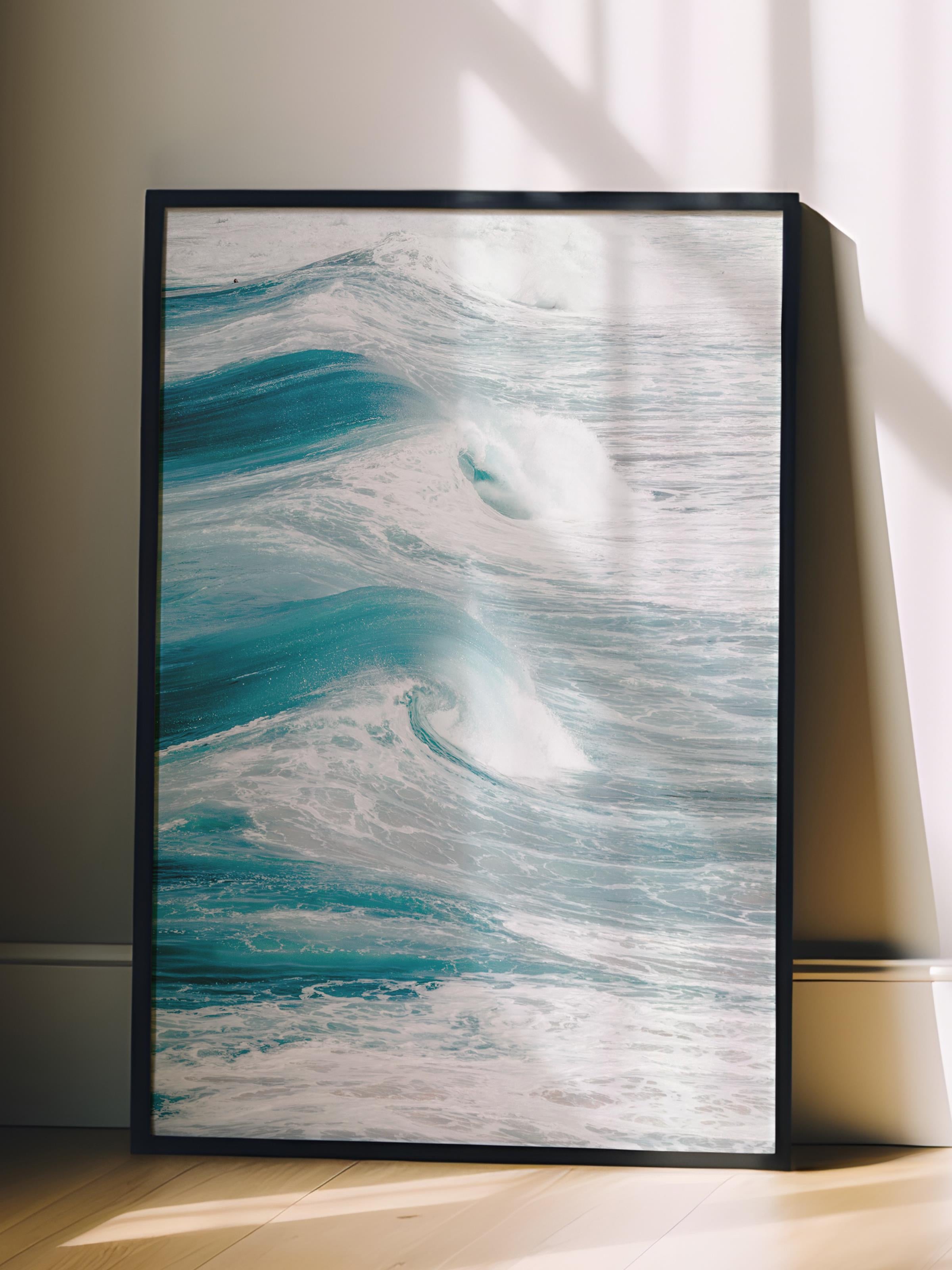 Çerçevesiz Poster, Yaz Temalı Tablo NO:242, Büyük Dalga Fotoğrafı, Mavi Poster, Dikey