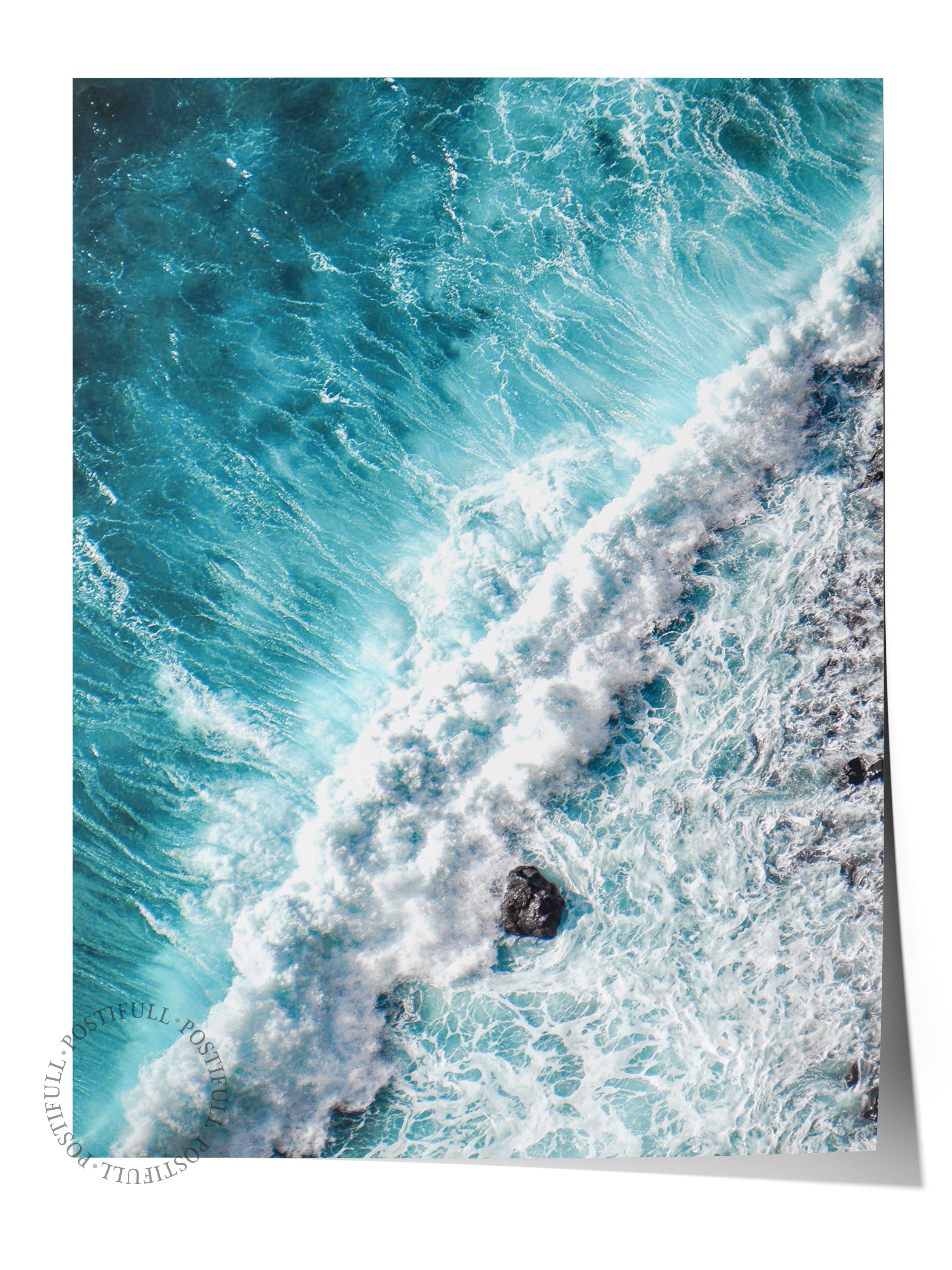 Çerçevesiz Poster, Yaz Temalı Tablo NO:25, Dalgaların Dansı Fotoğrafı, Mavi Poster, Dikey