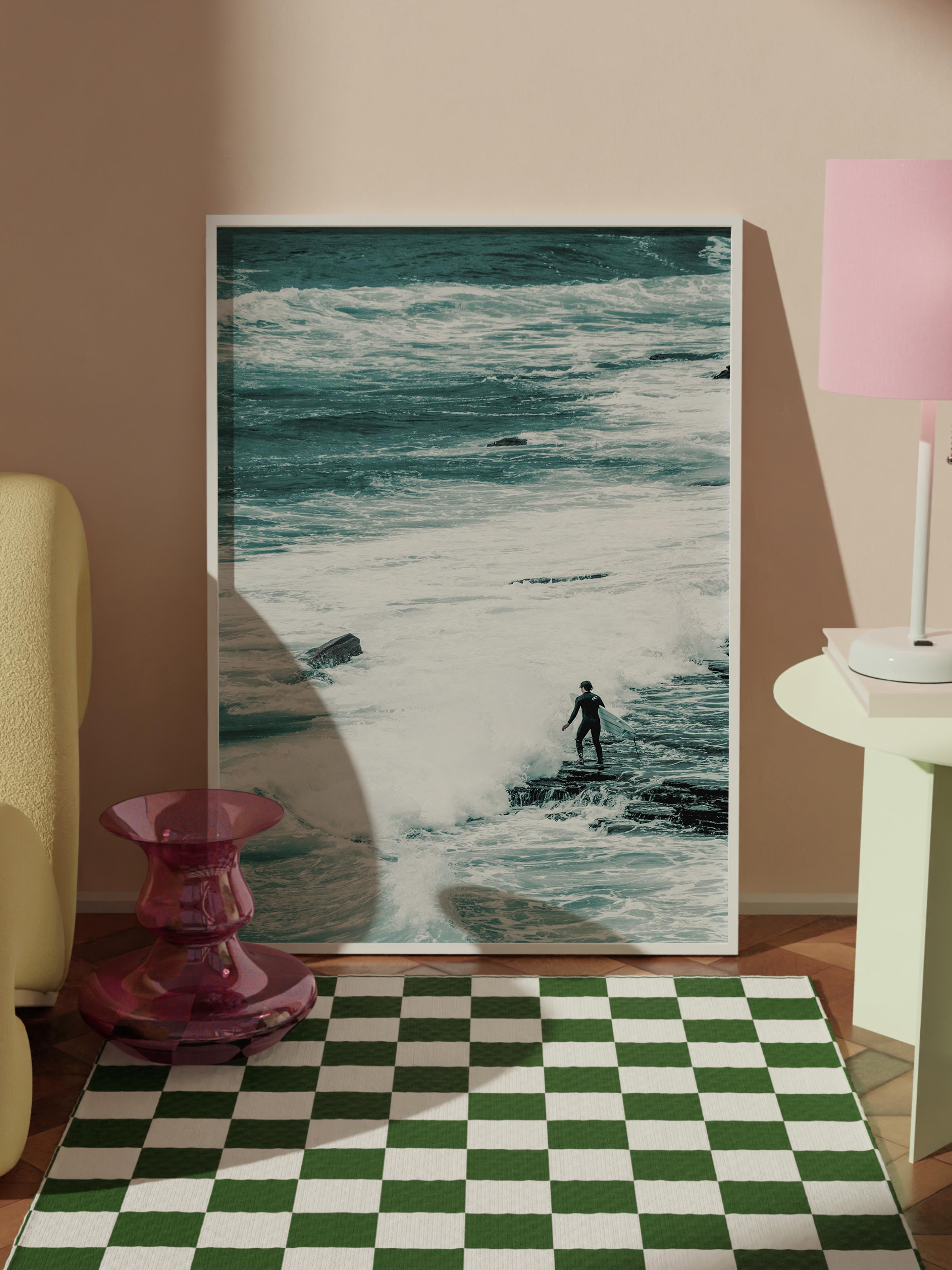 Çerçevesiz Poster, Yaz Temalı Tablo NO:250, Deniz ve Kayalıklar Fotoğrafı, Mavi Poster, Dikey