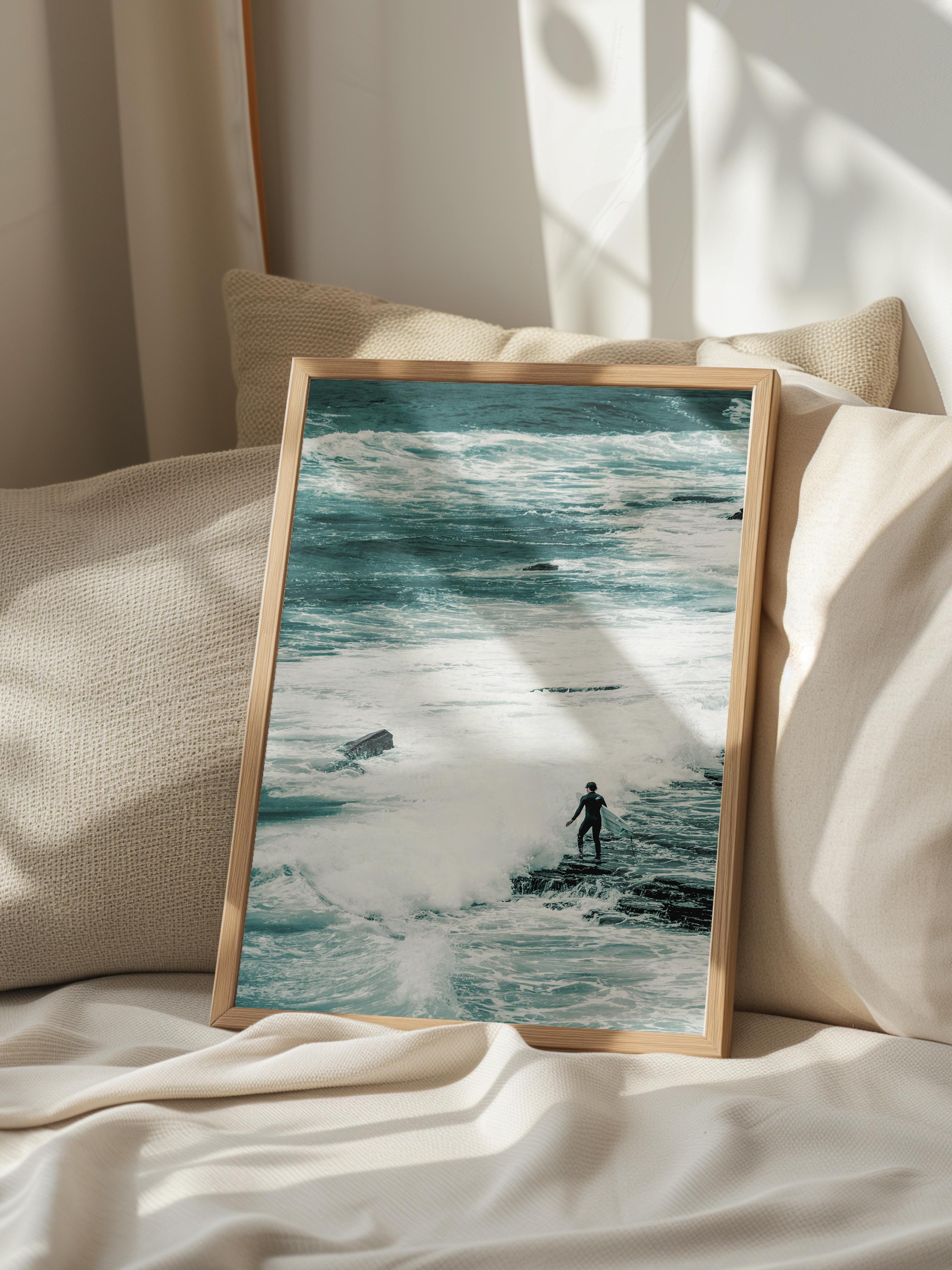 Çerçevesiz Poster, Yaz Temalı Tablo NO:250, Deniz ve Kayalıklar Fotoğrafı, Mavi Poster, Dikey