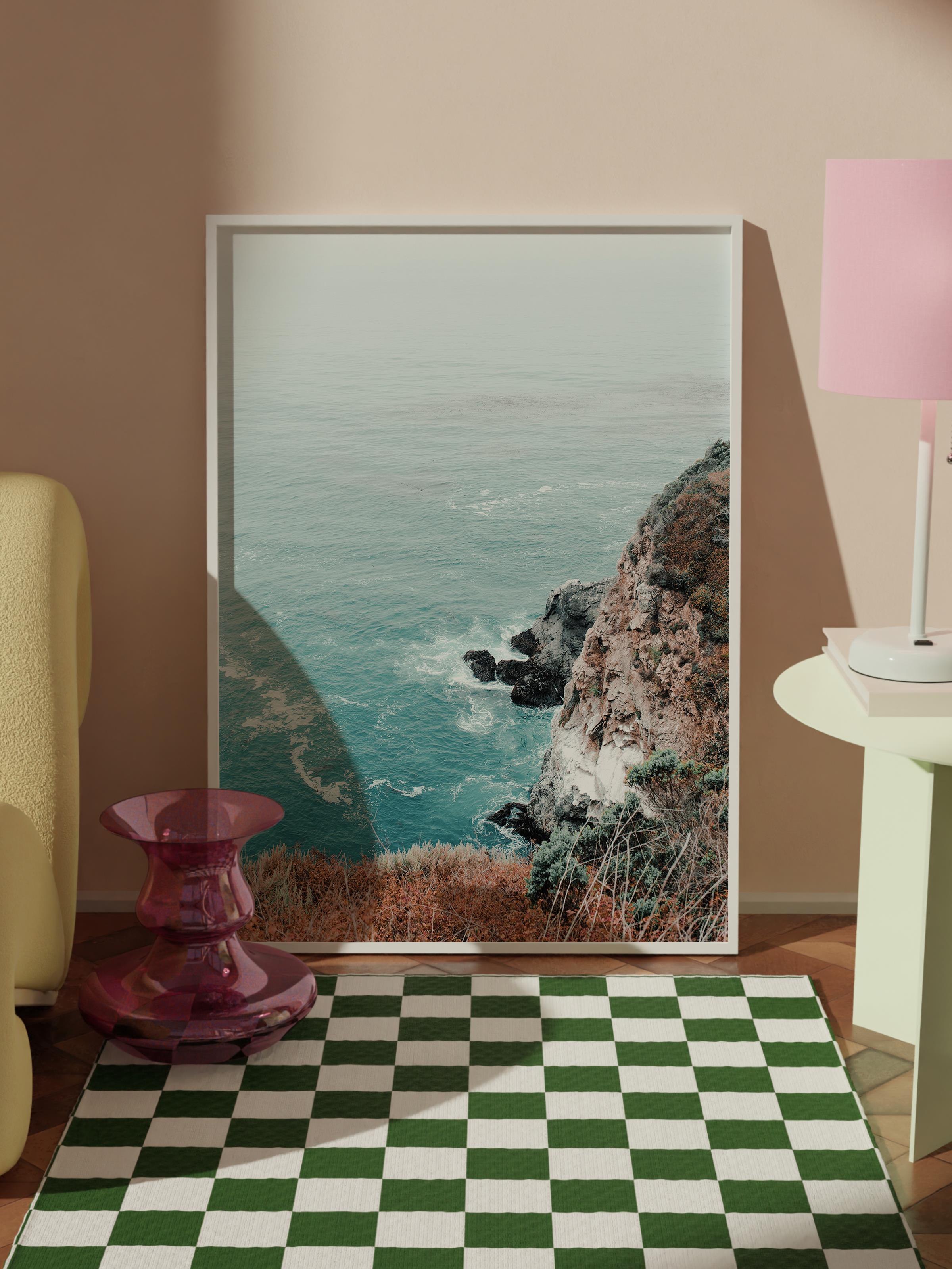Çerçevesiz Poster, Yaz Temalı Tablo NO:252, Deniz ve Kayalık Manzarası Fotoğrafı, Gri Poster, Dikey