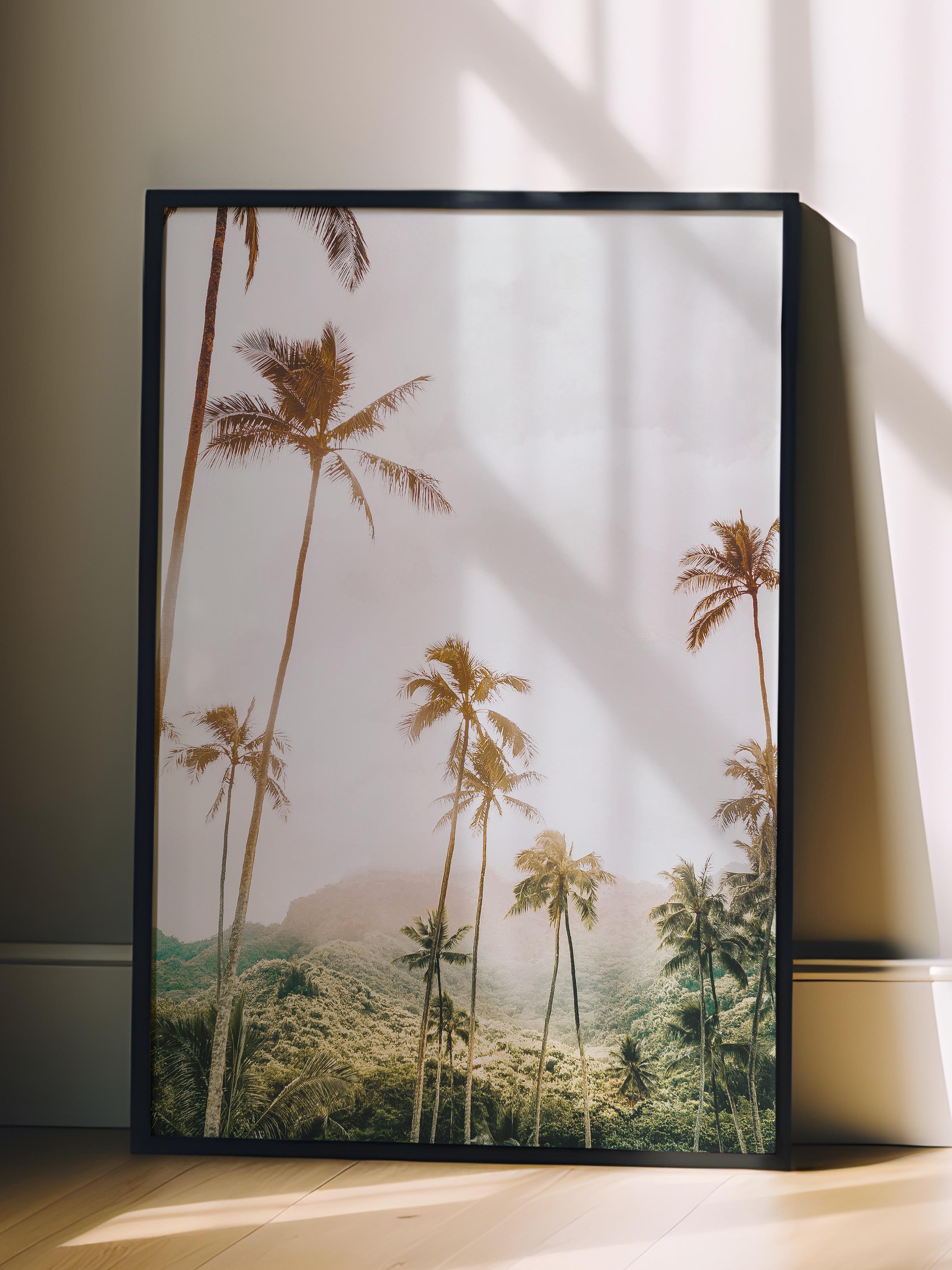 Çerçevesiz Poster, Yaz Temalı Tablo NO:28, Palmiye Ormanı Fotoğrafı, Yeşil Poster, Dikey