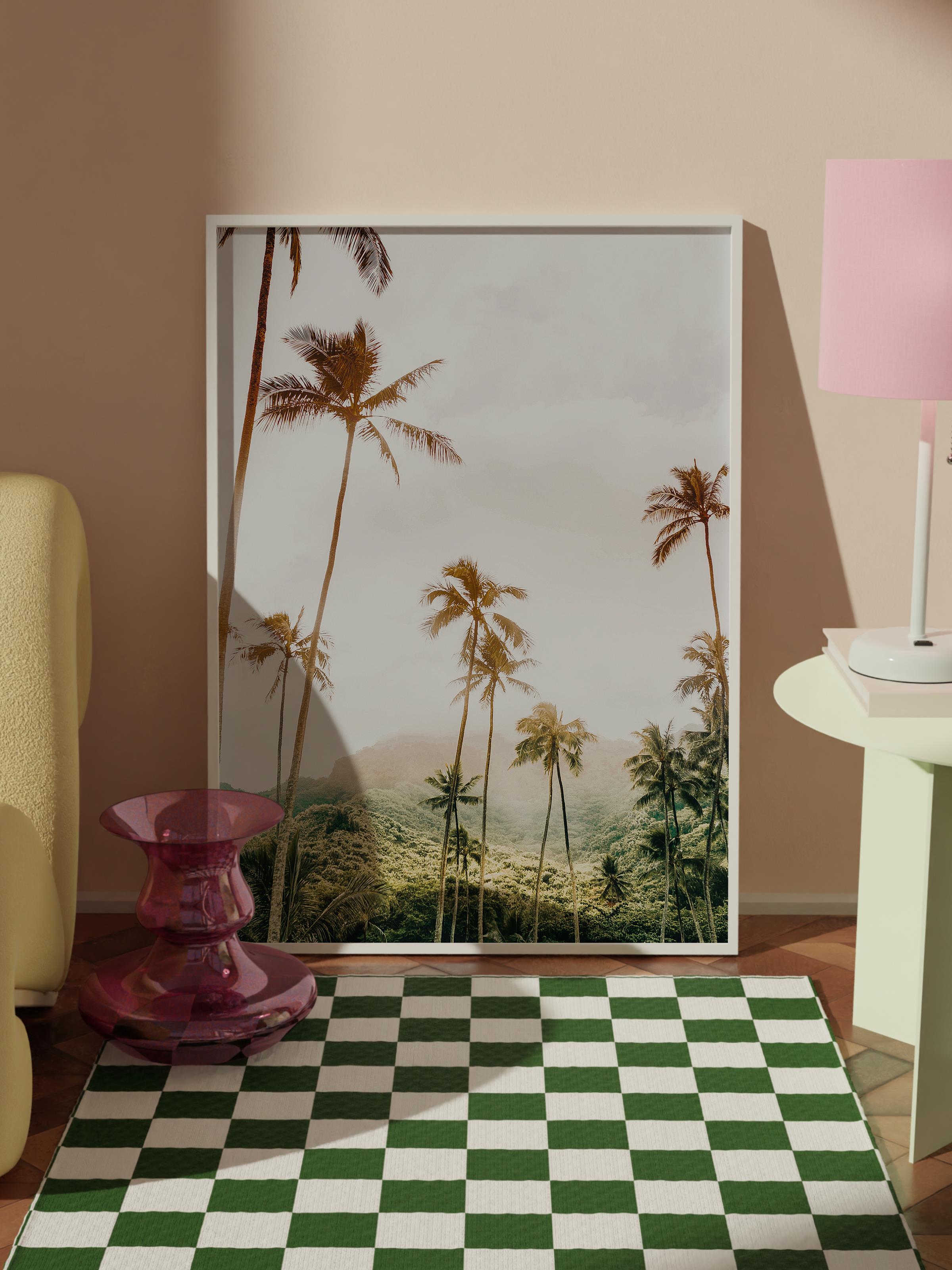 Çerçevesiz Poster, Yaz Temalı Tablo NO:28, Palmiye Ormanı Fotoğrafı, Yeşil Poster, Dikey