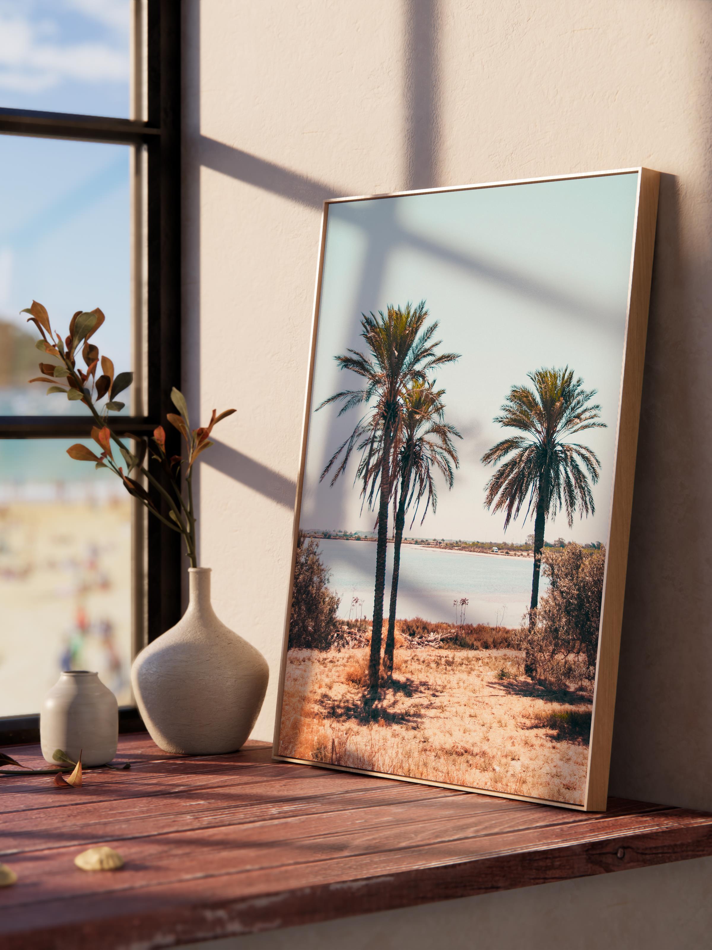 Çerçevesiz Poster, Yaz Temalı Tablo NO:33, Çöl Palmiyeleri Fotoğrafı, Kahverengi Poster, Dikey