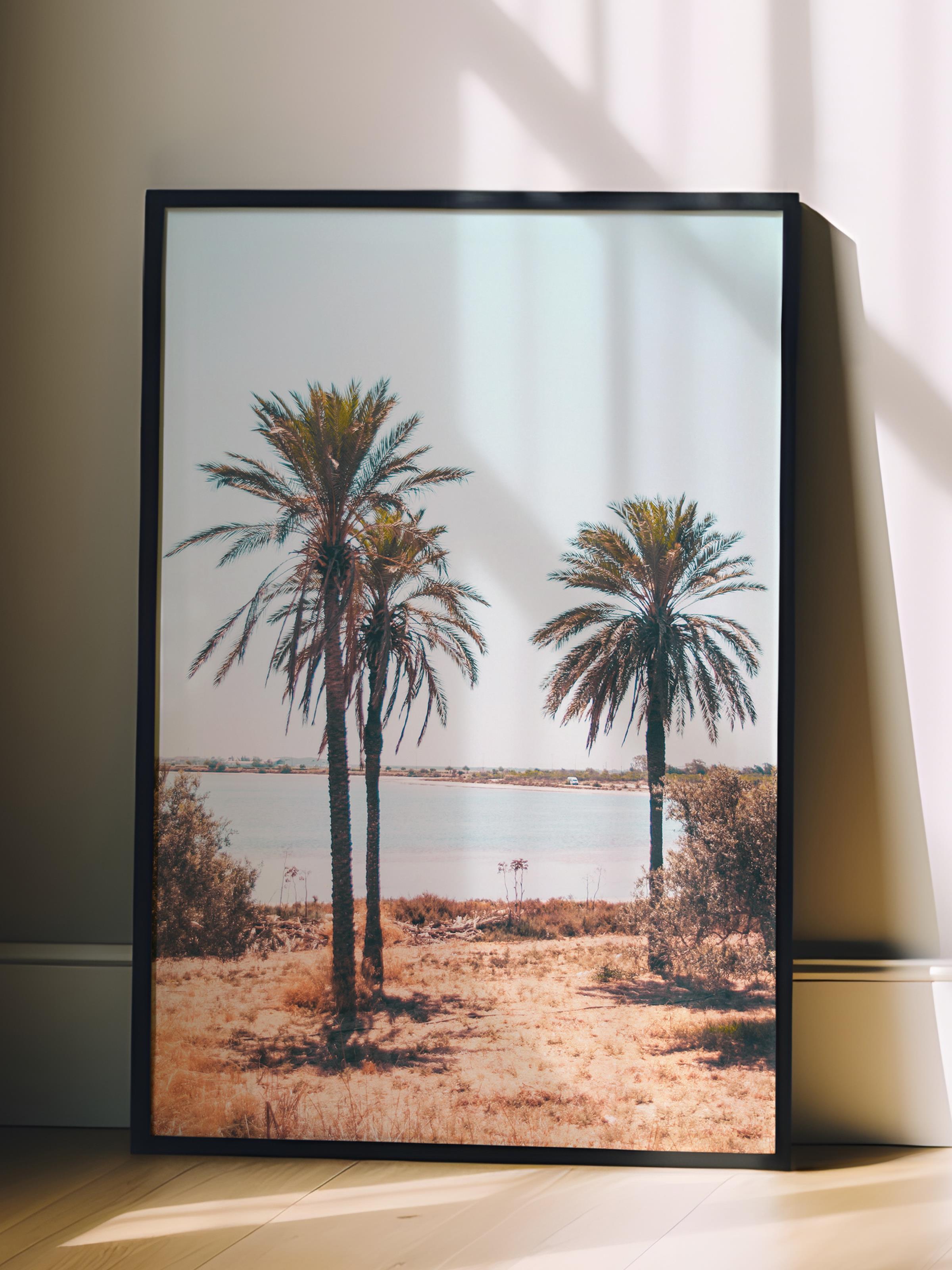 Çerçevesiz Poster, Yaz Temalı Tablo NO:33, Çöl Palmiyeleri Fotoğrafı, Kahverengi Poster, Dikey