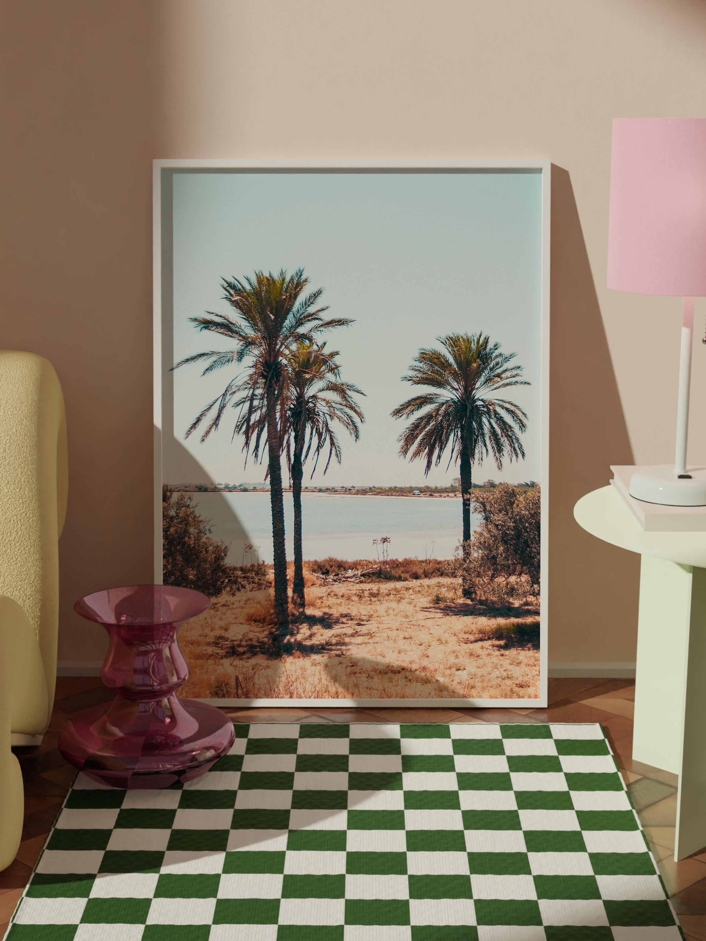 Çerçevesiz Poster, Yaz Temalı Tablo NO:33, Çöl Palmiyeleri Fotoğrafı, Kahverengi Poster, Dikey