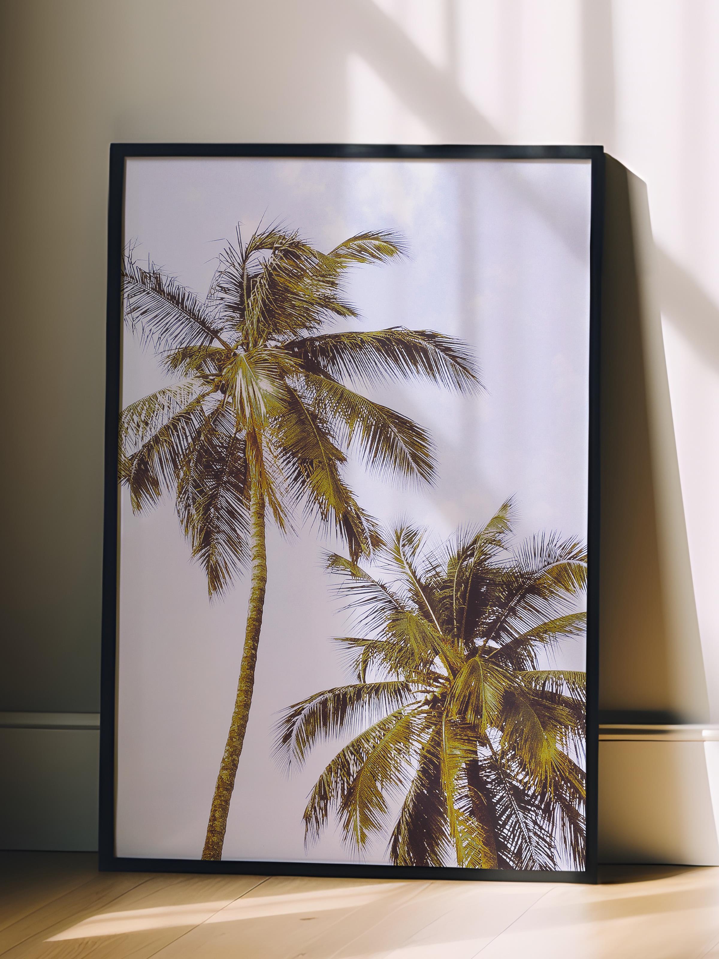 Çerçevesiz Poster, Yaz Temalı Tablo NO:36, Yalnız Palmiye Fotoğrafı, Yeşil Poster, Dikey