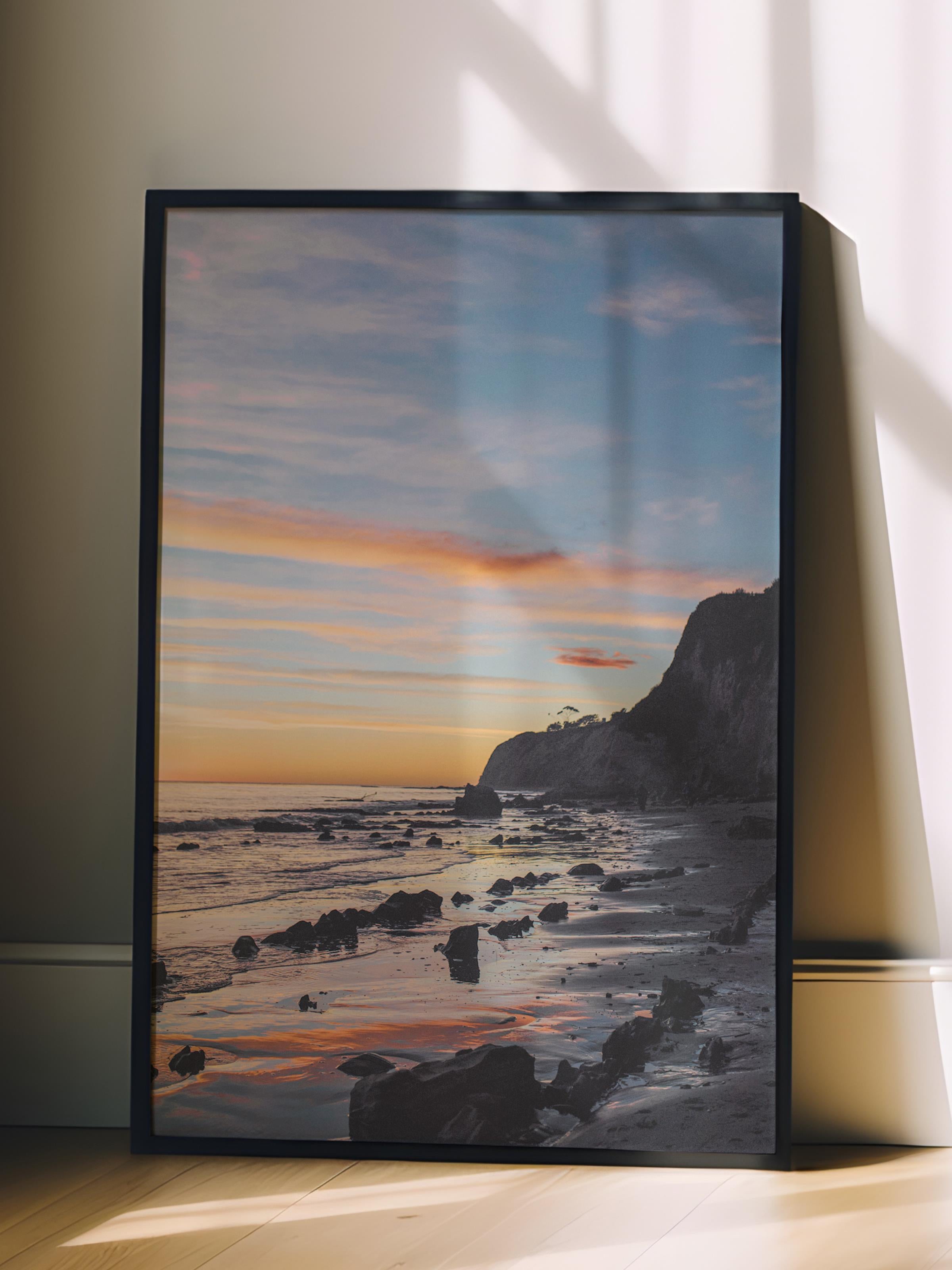 Çerçevesiz Poster, Yaz Temalı Tablo NO:37, Gün Batımında Sahil Fotoğrafı, Turuncu Poster, Dikey