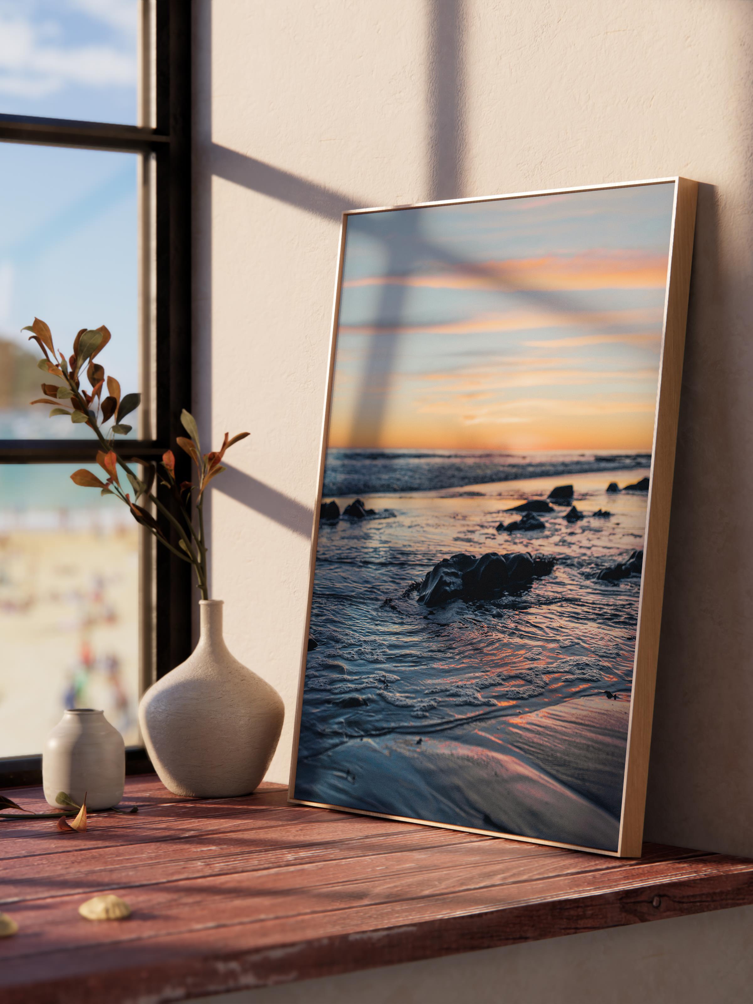Çerçevesiz Poster, Yaz Temalı Tablo NO:39, Dalgaların Ritmi Fotoğrafı, Turuncu Poster, Dikey