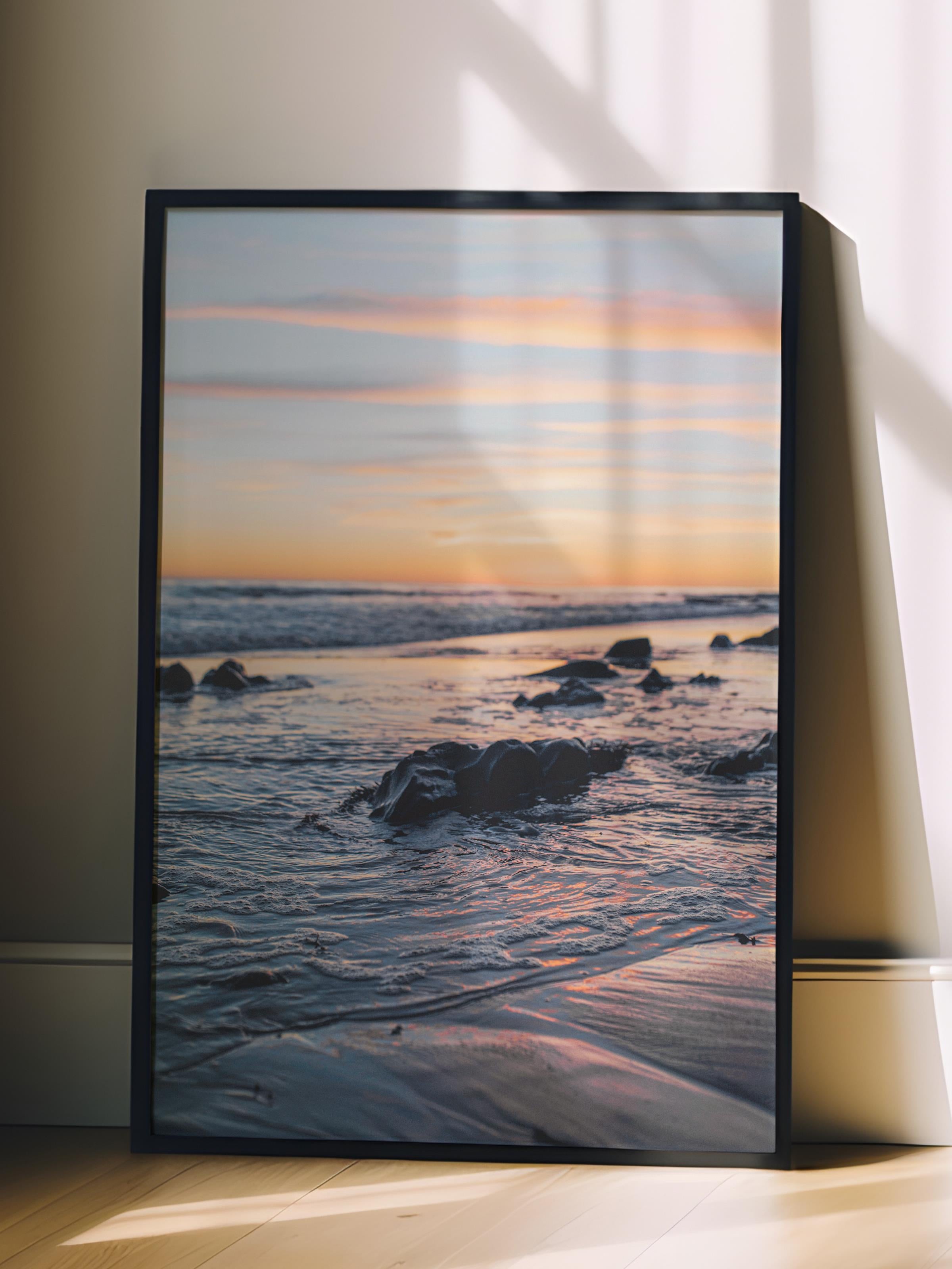 Çerçevesiz Poster, Yaz Temalı Tablo NO:39, Dalgaların Ritmi Fotoğrafı, Turuncu Poster, Dikey