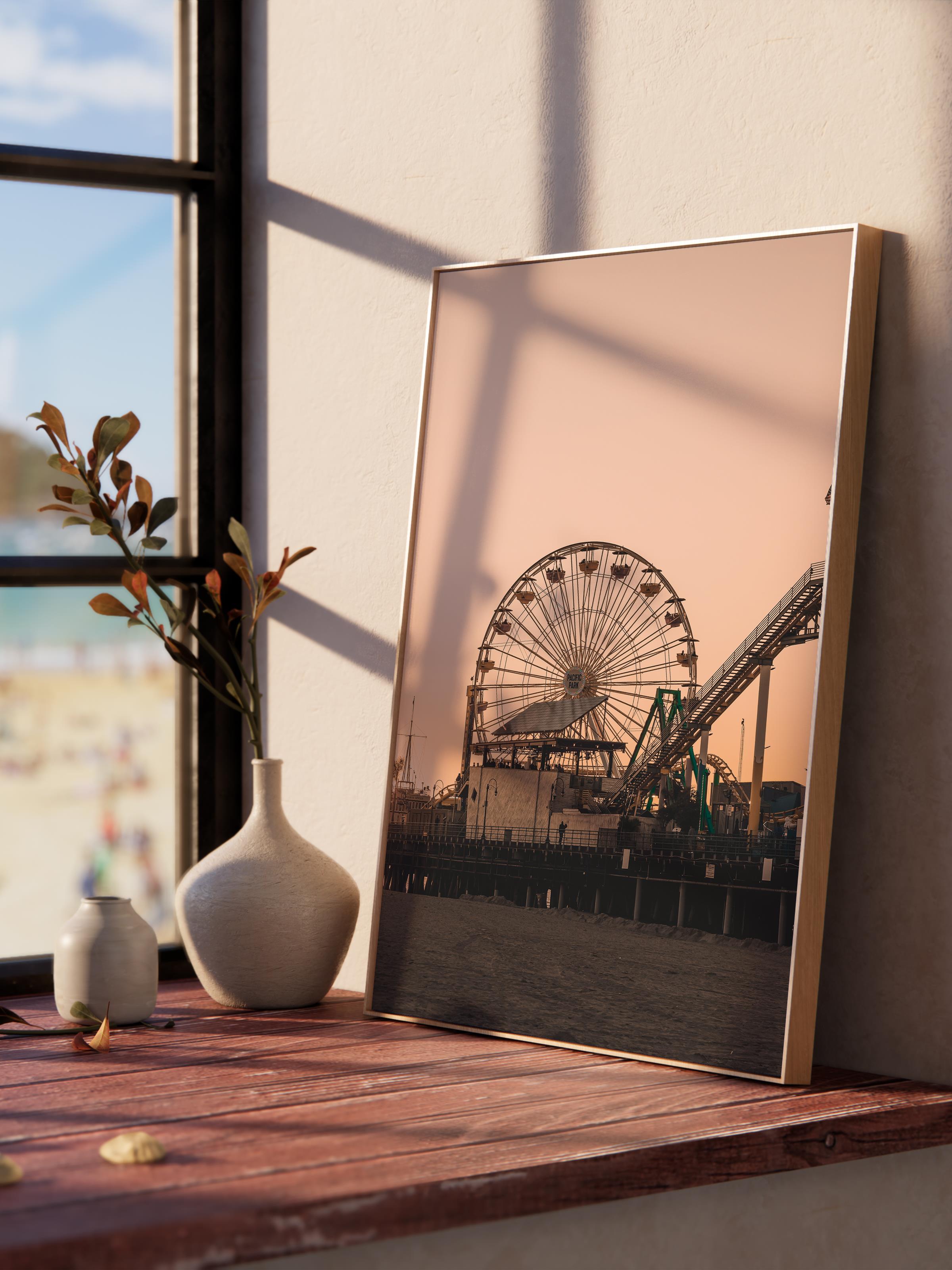 Çerçevesiz Poster, Yaz Temalı Tablo NO:40, Dönme Dolap Fotoğrafı, Kahverengi Poster, Dikey