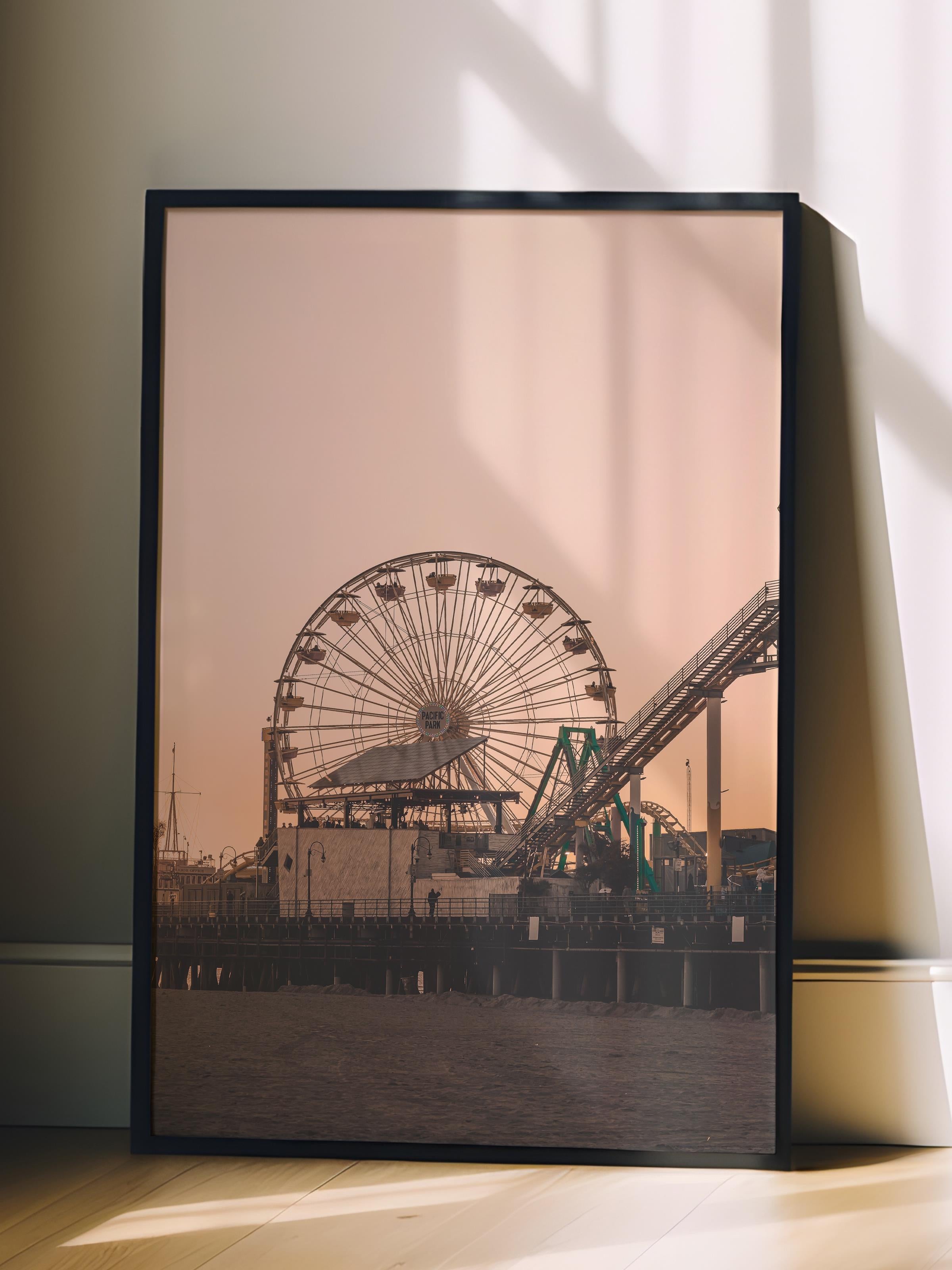 Çerçevesiz Poster, Yaz Temalı Tablo NO:40, Dönme Dolap Fotoğrafı, Kahverengi Poster, Dikey