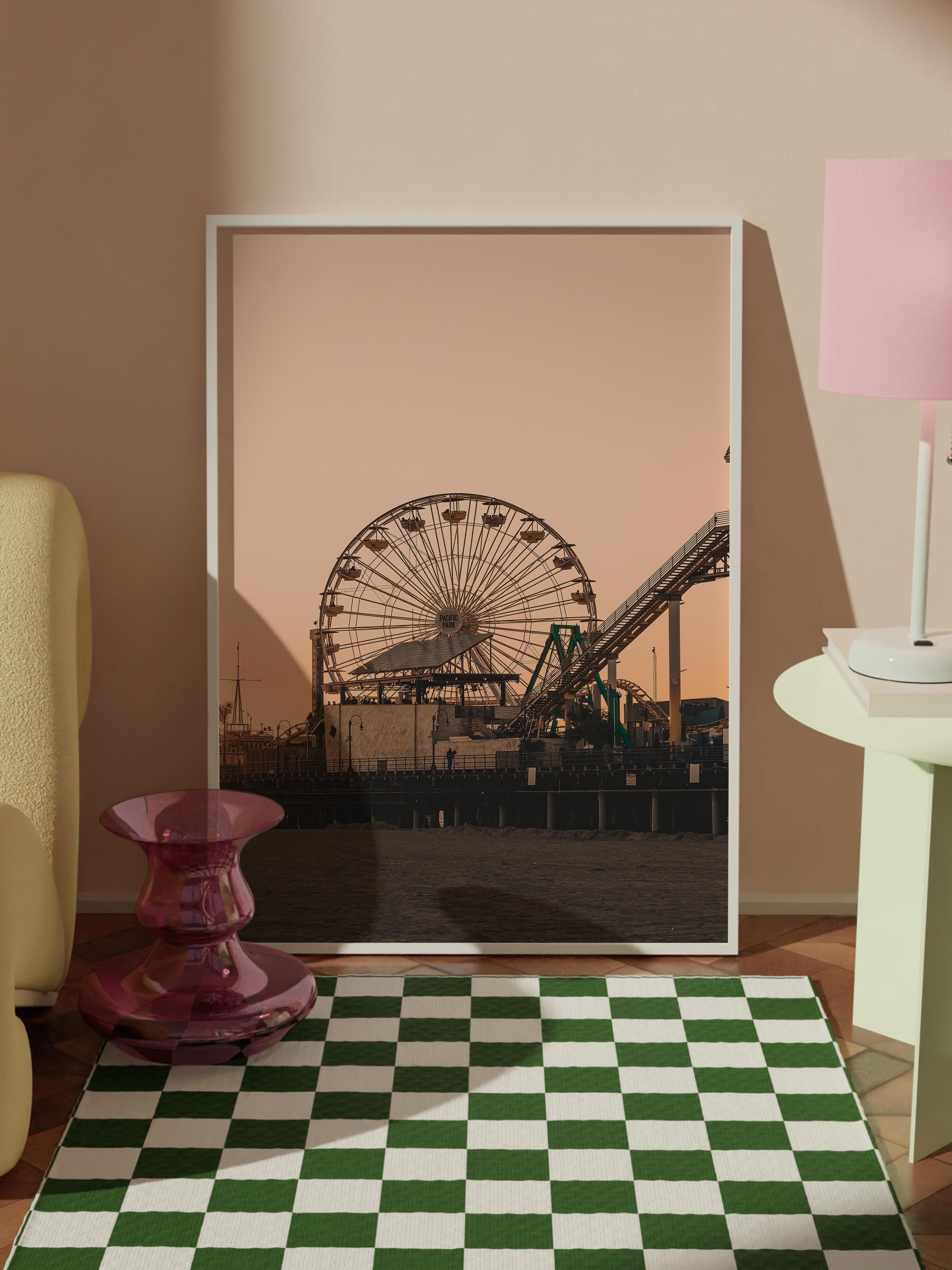 Çerçevesiz Poster, Yaz Temalı Tablo NO:40, Dönme Dolap Fotoğrafı, Kahverengi Poster, Dikey