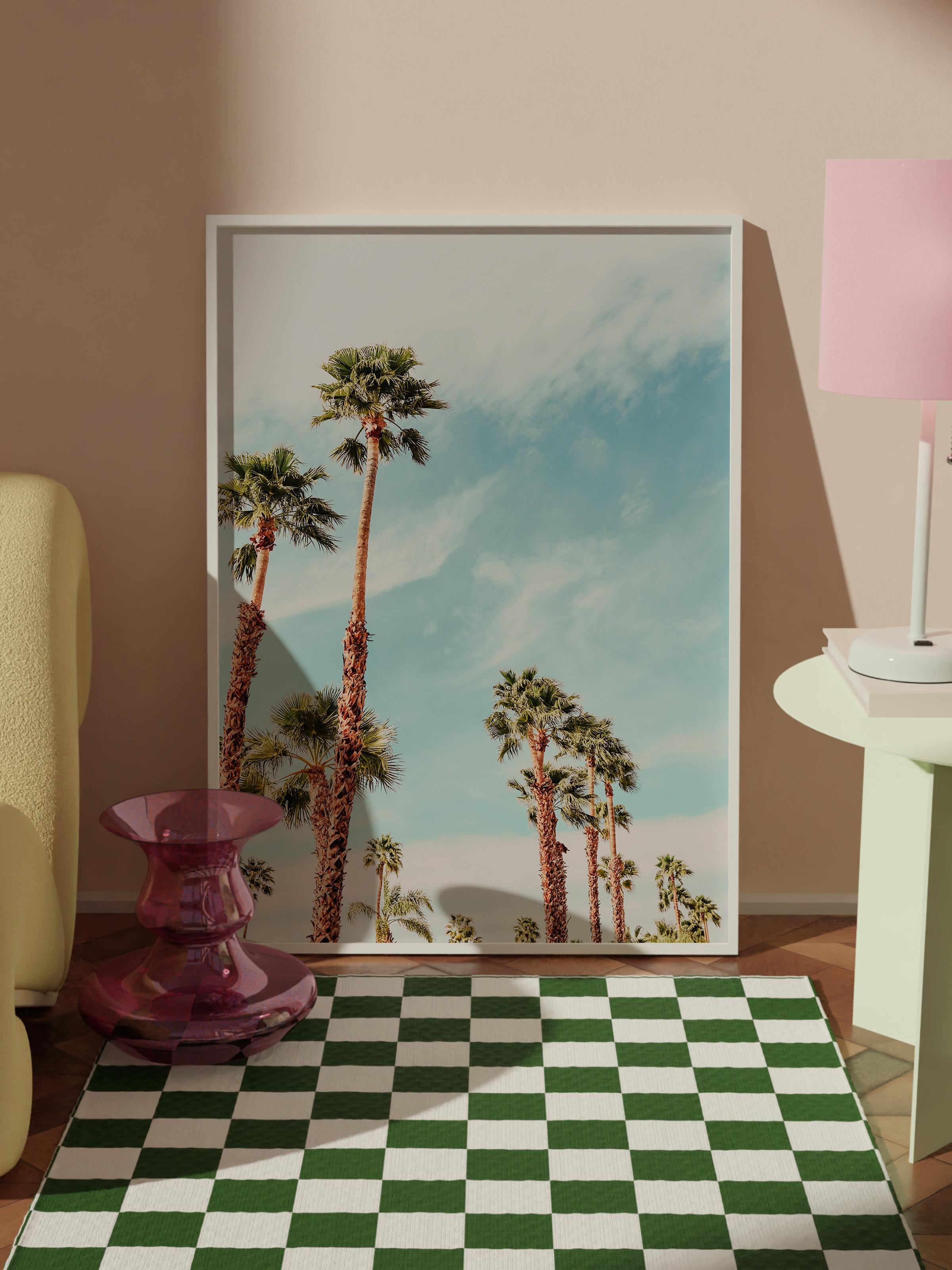 Çerçevesiz Poster, Yaz Temalı Tablo NO:42, Palmiye Ormanı Fotoğrafı, Yeşil Poster, Dikey