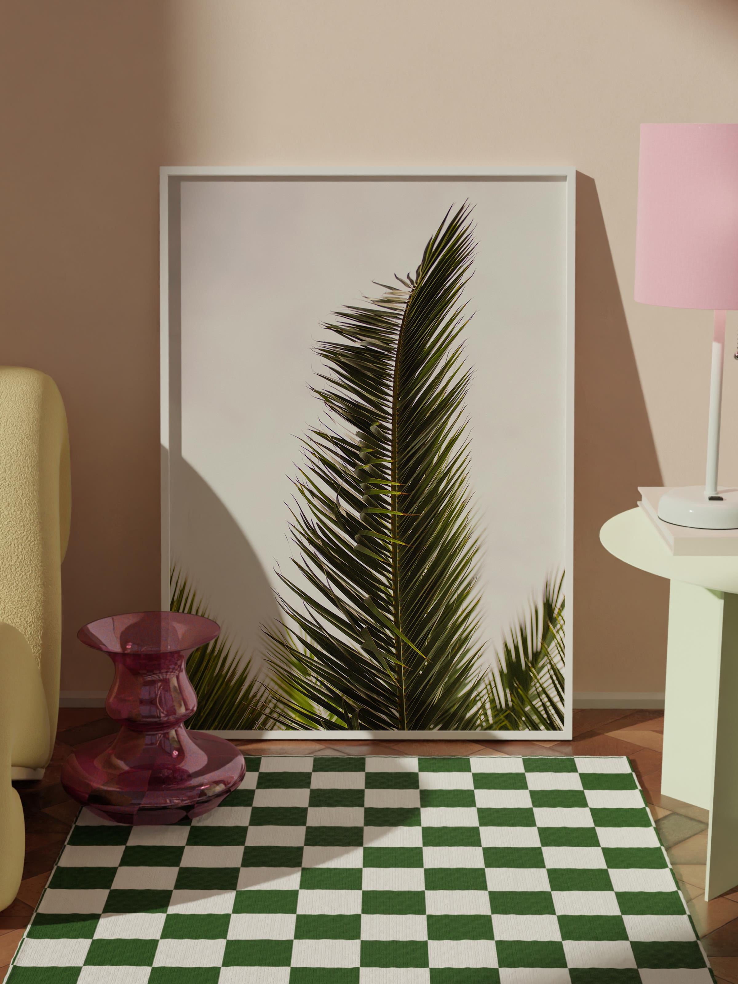 Çerçevesiz Poster, Yaz Temalı Tablo NO:43, Palmiye Yaprağı Fotoğrafı, Yeşil Poster, Dikey