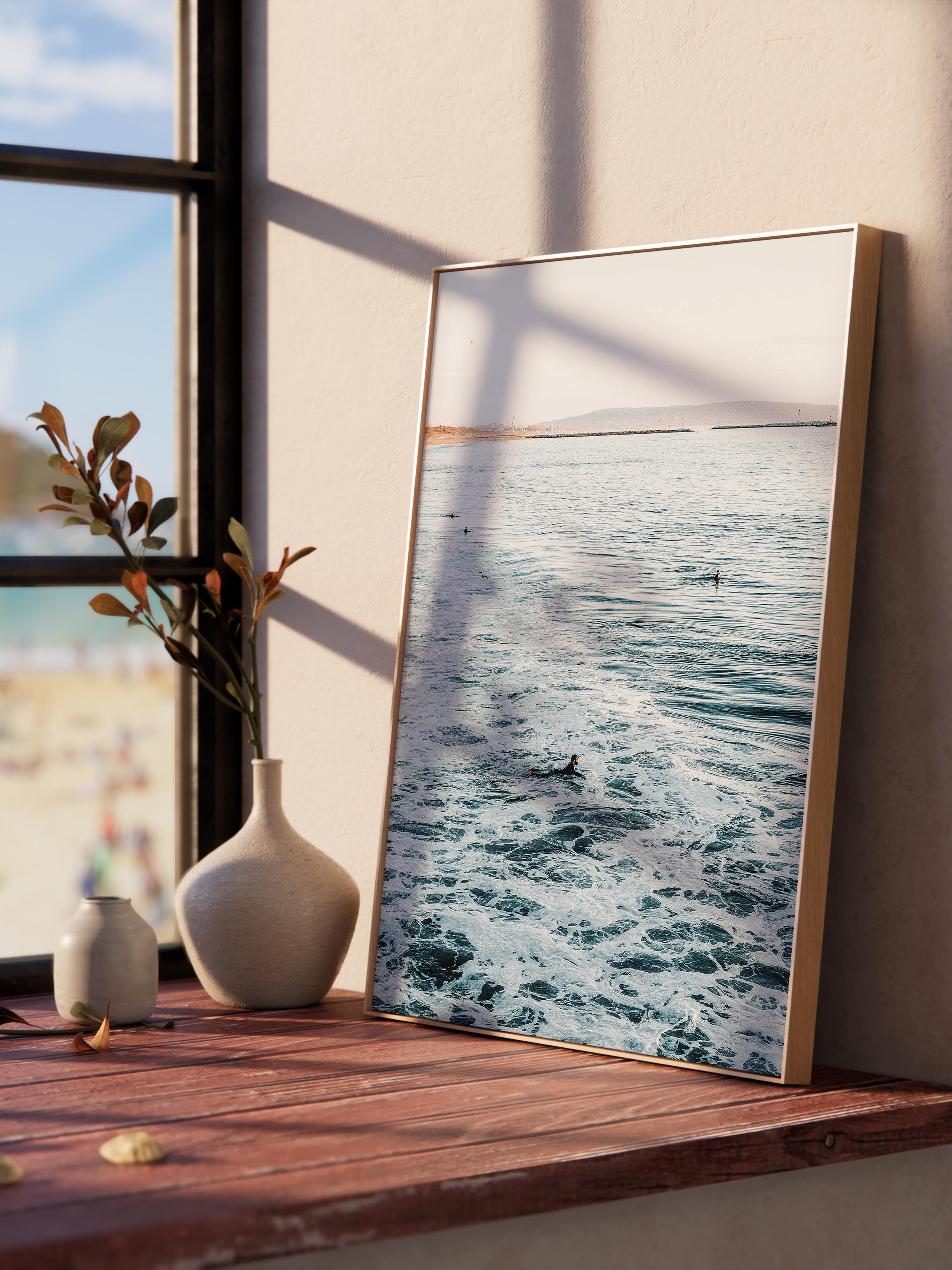 Çerçevesiz Poster, Yaz Temalı Tablo NO:44, Sakin Deniz Fotoğrafı, Gri Poster, Dikey
