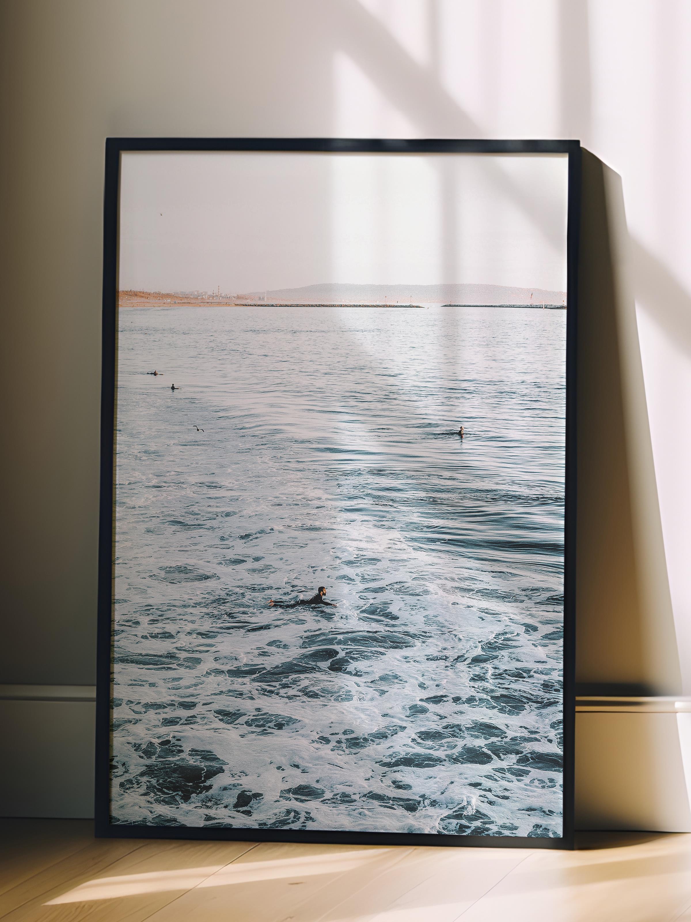 Çerçevesiz Poster, Yaz Temalı Tablo NO:44, Sakin Deniz Fotoğrafı, Gri Poster, Dikey