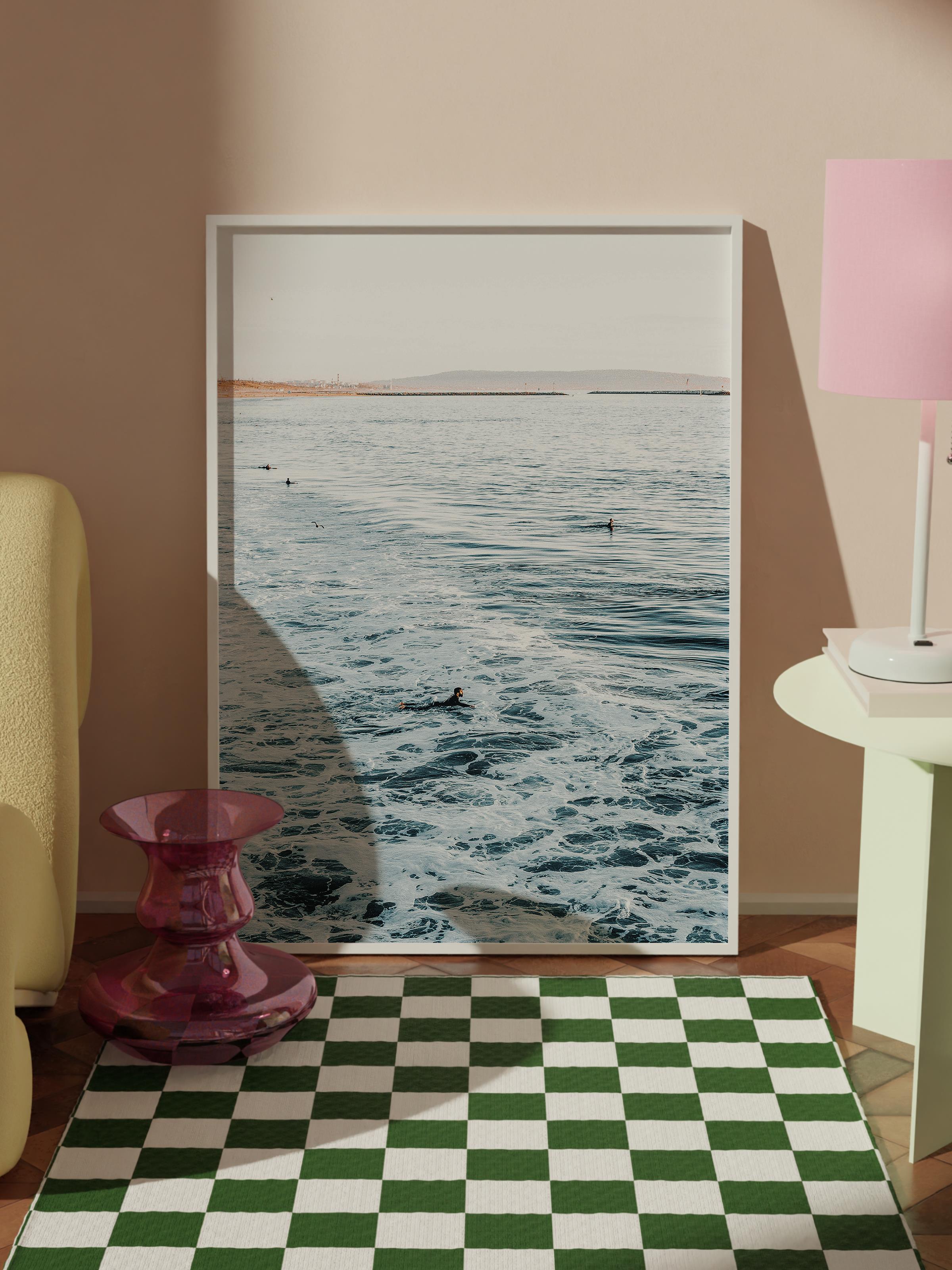 Çerçevesiz Poster, Yaz Temalı Tablo NO:44, Sakin Deniz Fotoğrafı, Gri Poster, Dikey