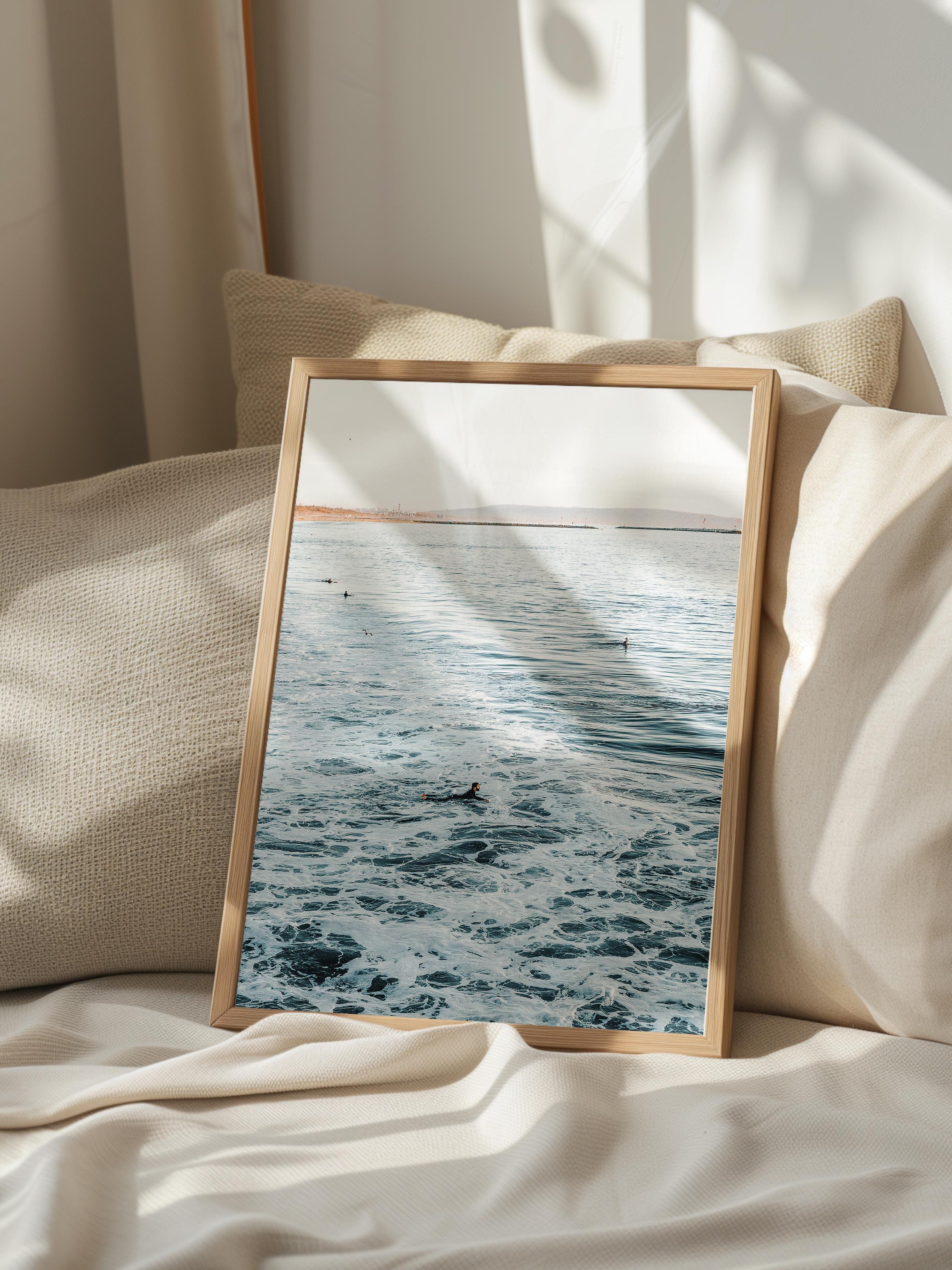 Çerçevesiz Poster, Yaz Temalı Tablo NO:44, Sakin Deniz Fotoğrafı, Gri Poster, Dikey