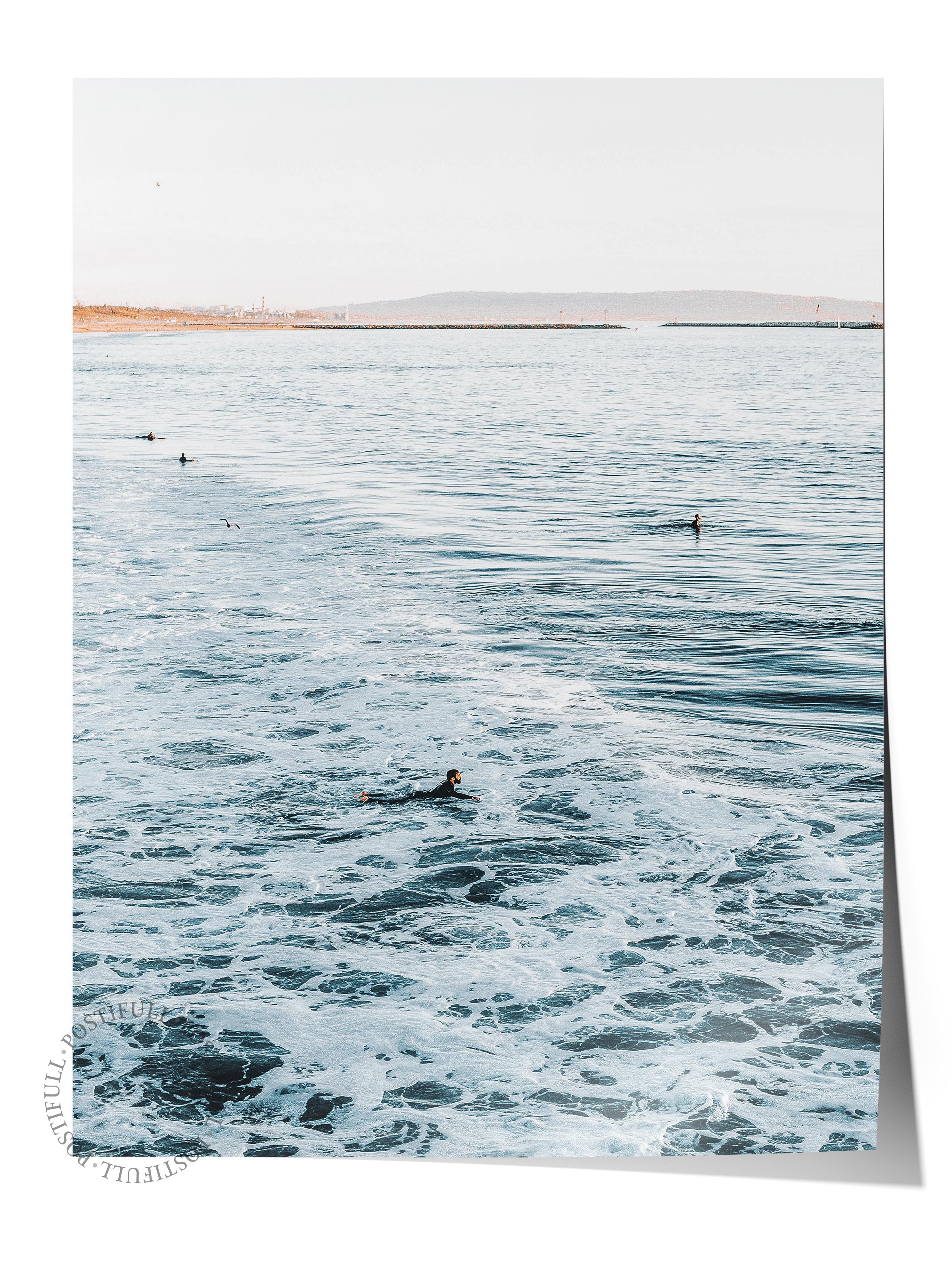 Çerçevesiz Poster, Yaz Temalı Tablo NO:44, Sakin Deniz Fotoğrafı, Gri Poster, Dikey