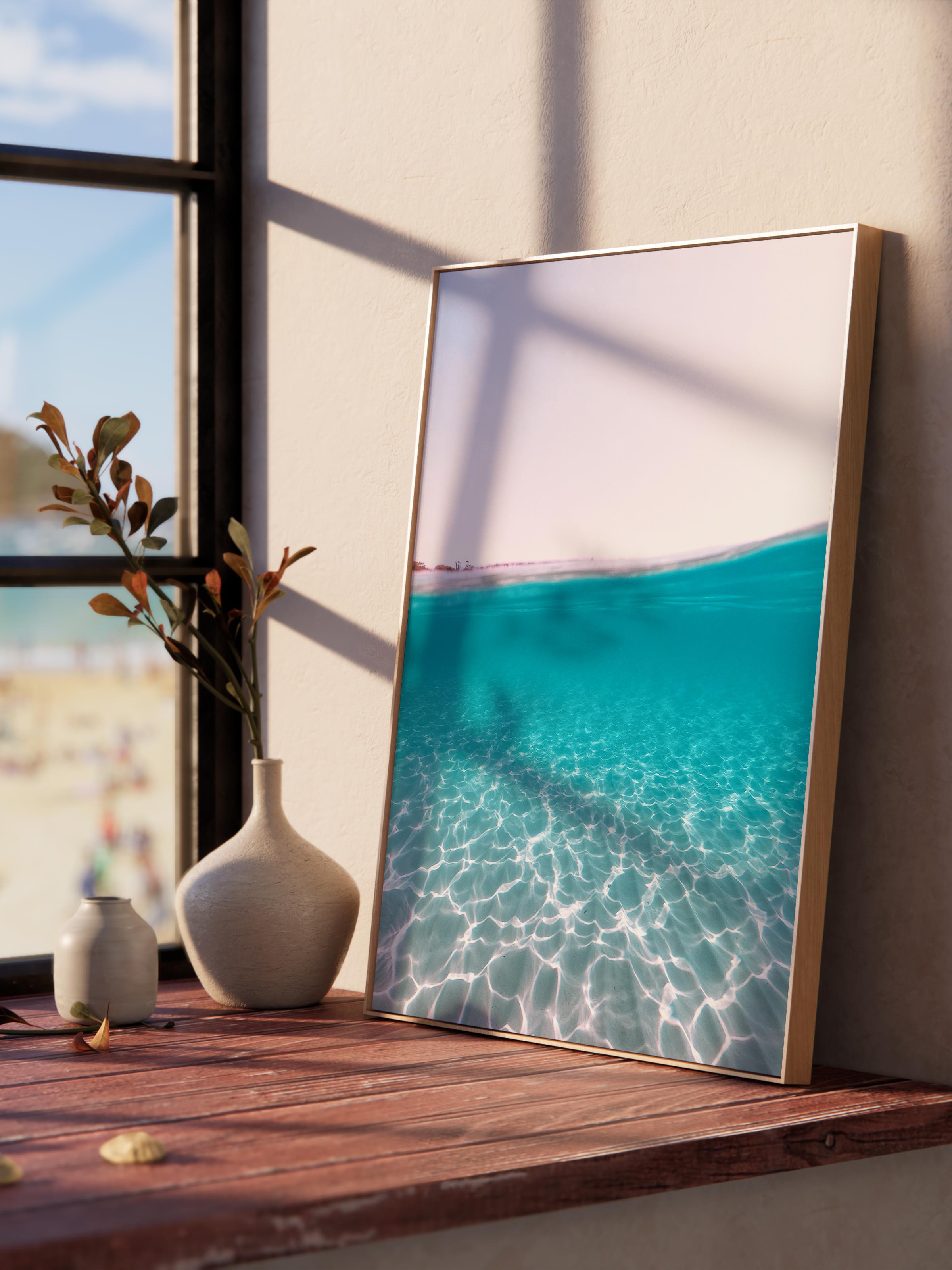 Çerçevesiz Poster, Yaz Temalı Tablo NO:46, Turkuaz Deniz Fotoğrafı, Mavi Poster, Dikey