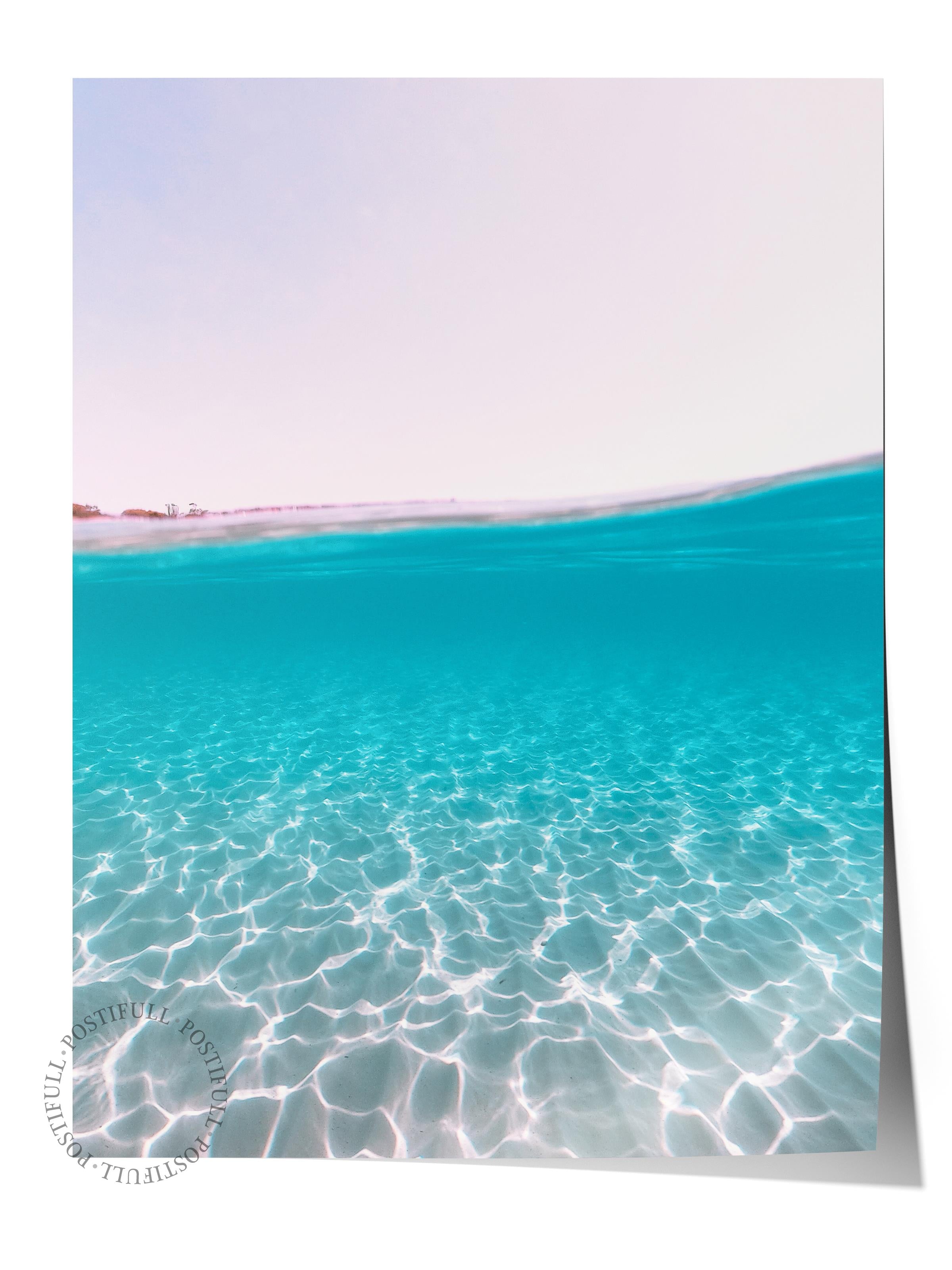 Çerçevesiz Poster, Yaz Temalı Tablo NO:46, Turkuaz Deniz Fotoğrafı, Mavi Poster, Dikey