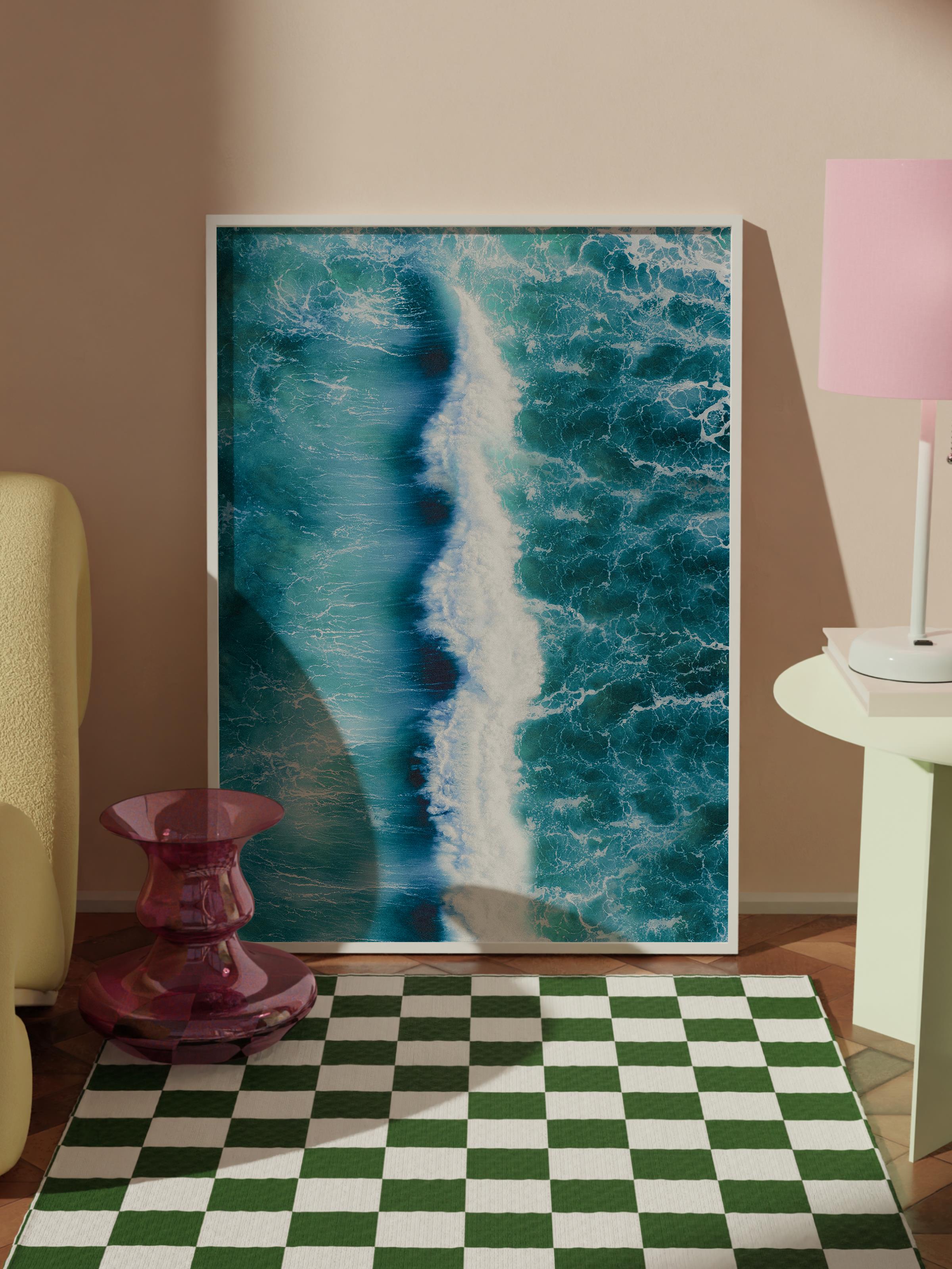 Çerçevesiz Poster, Yaz Temalı Tablo NO:55, Deniz Akıntısı Fotoğrafı, Mavi Poster, Dikey