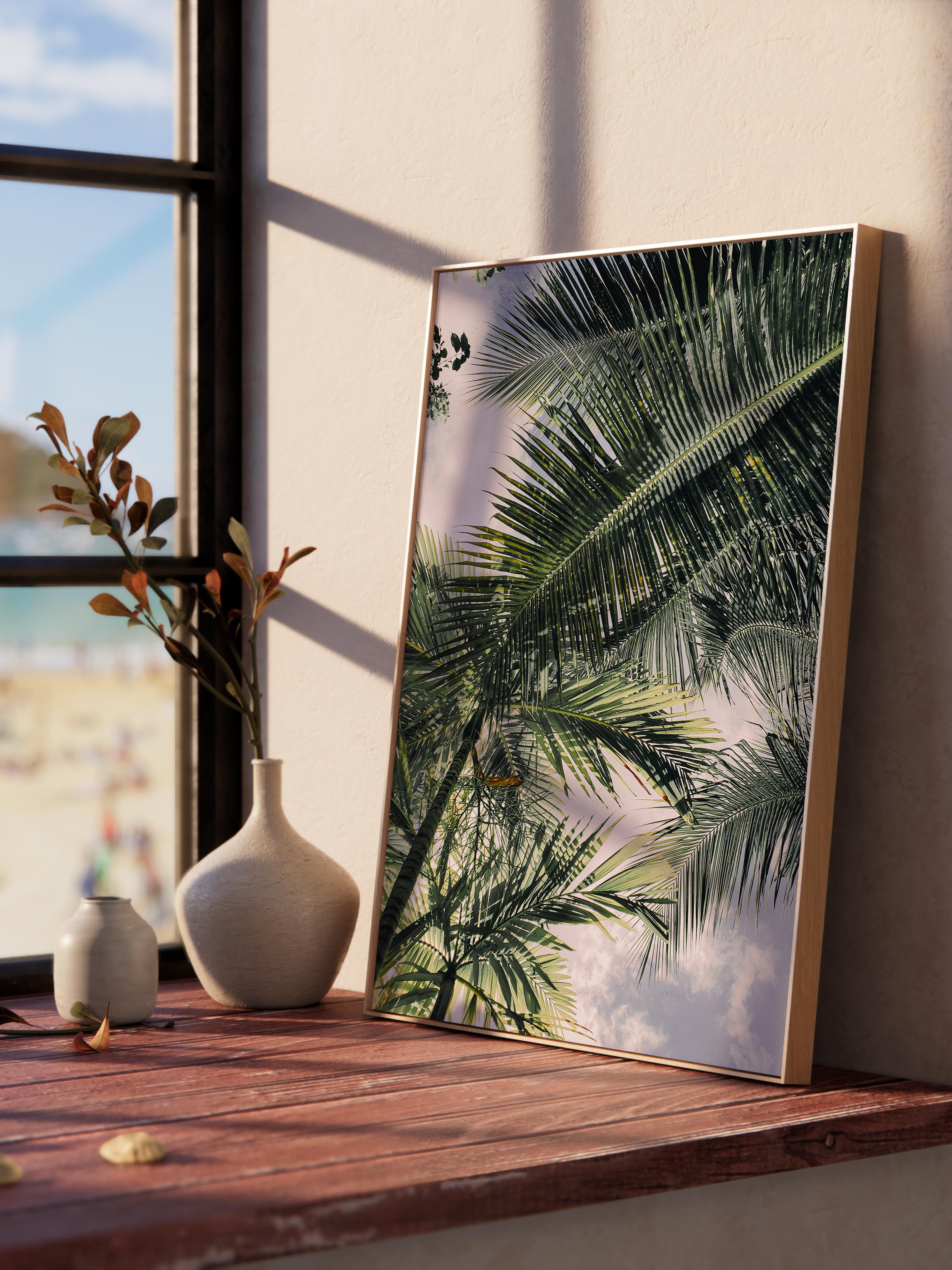 Çerçevesiz Poster, Yaz Temalı Tablo NO:57, Palmiye Ormanı Fotoğrafı, Yeşil Poster, Dikey