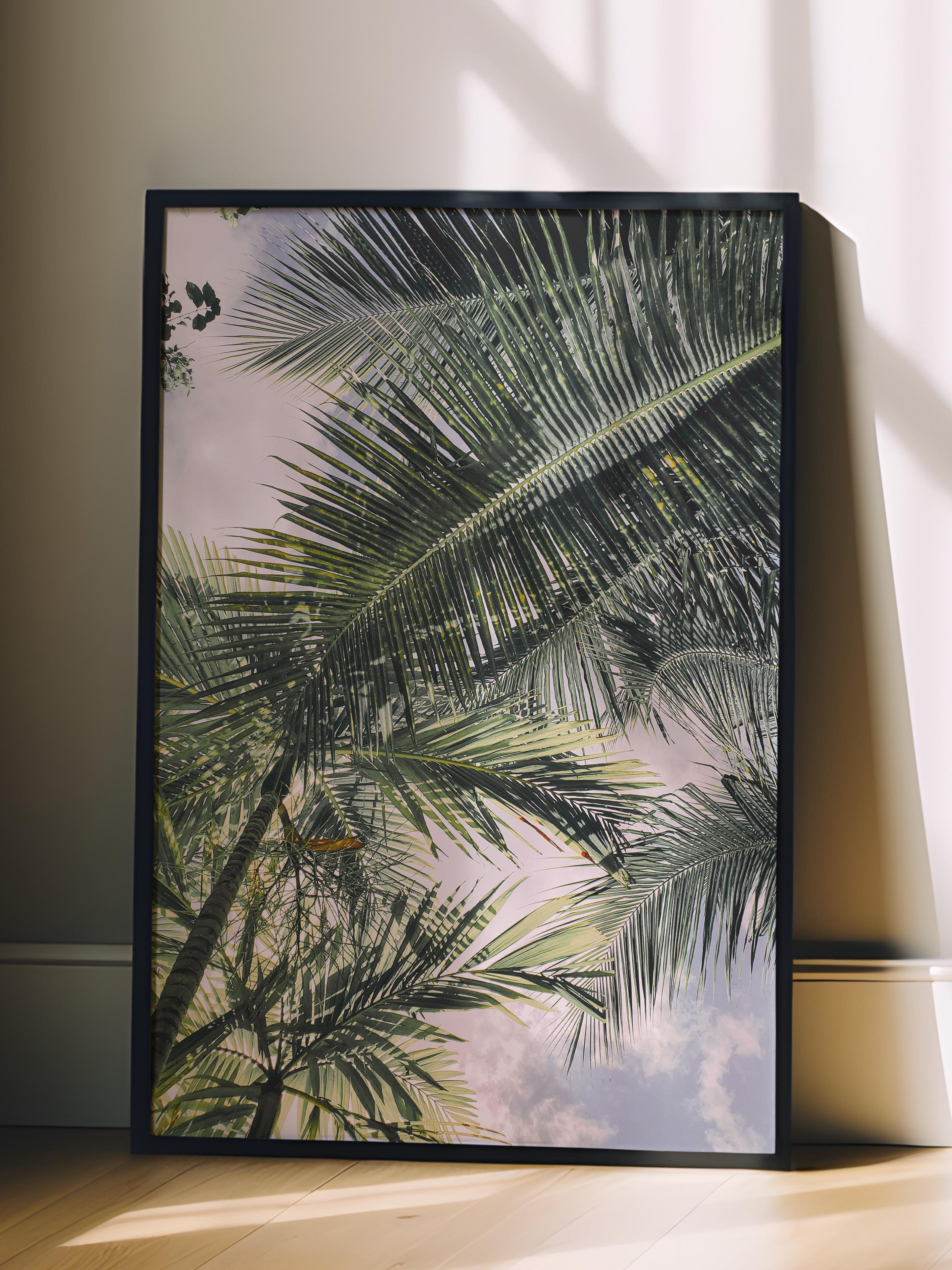 Çerçevesiz Poster, Yaz Temalı Tablo NO:57, Palmiye Ormanı Fotoğrafı, Yeşil Poster, Dikey