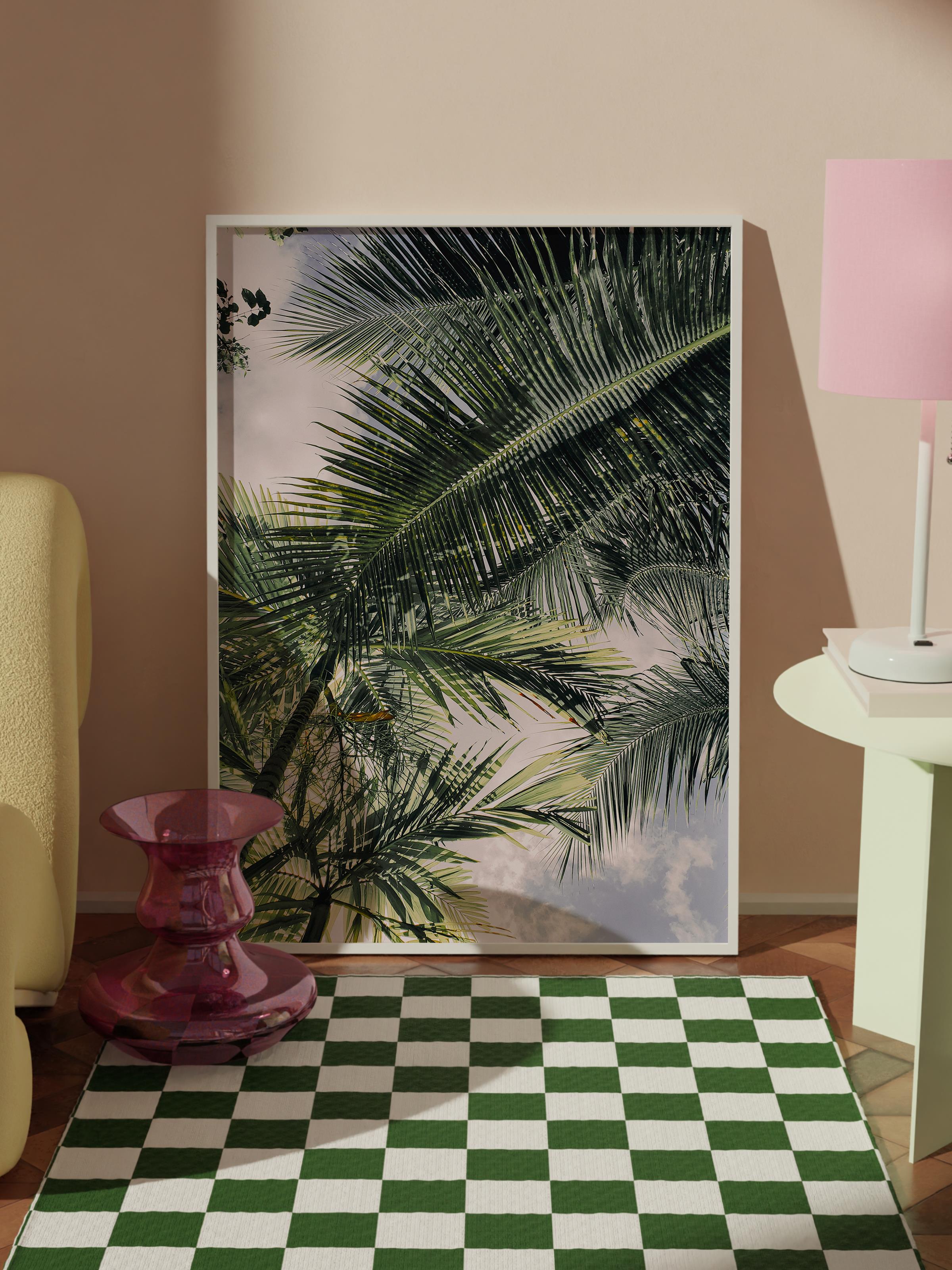 Çerçevesiz Poster, Yaz Temalı Tablo NO:57, Palmiye Ormanı Fotoğrafı, Yeşil Poster, Dikey