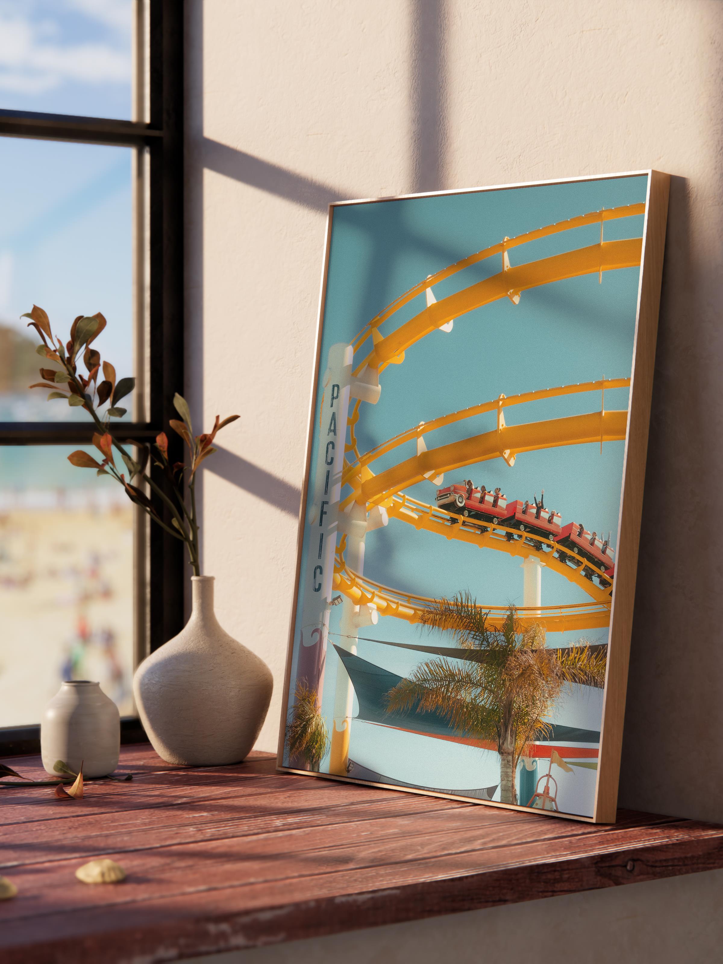 Çerçevesiz Poster, Yaz Temalı Tablo NO:63, Su Kaydırağı Fotoğrafı, Sarı Poster, Dikey