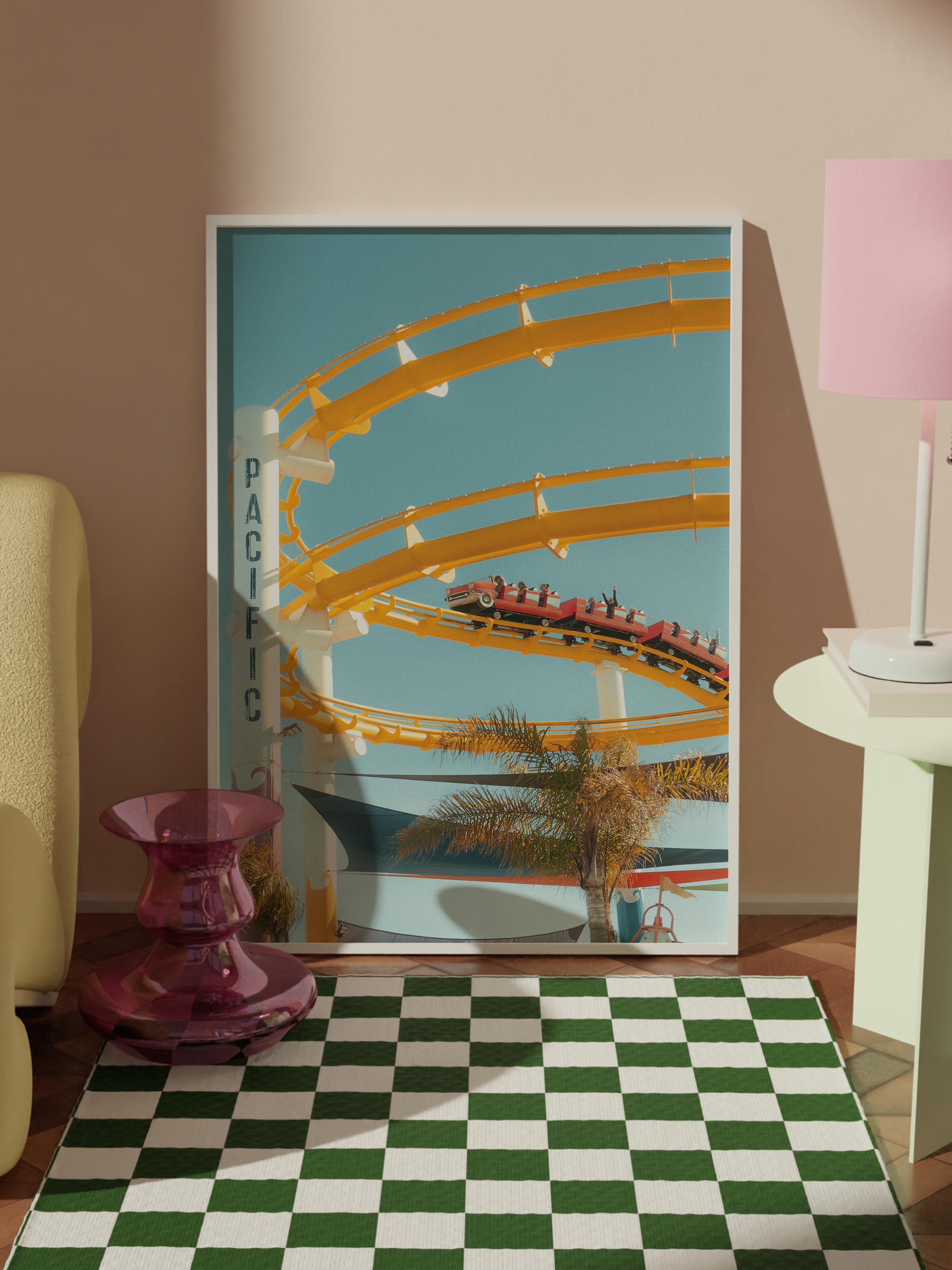 Çerçevesiz Poster, Yaz Temalı Tablo NO:63, Su Kaydırağı Fotoğrafı, Sarı Poster, Dikey