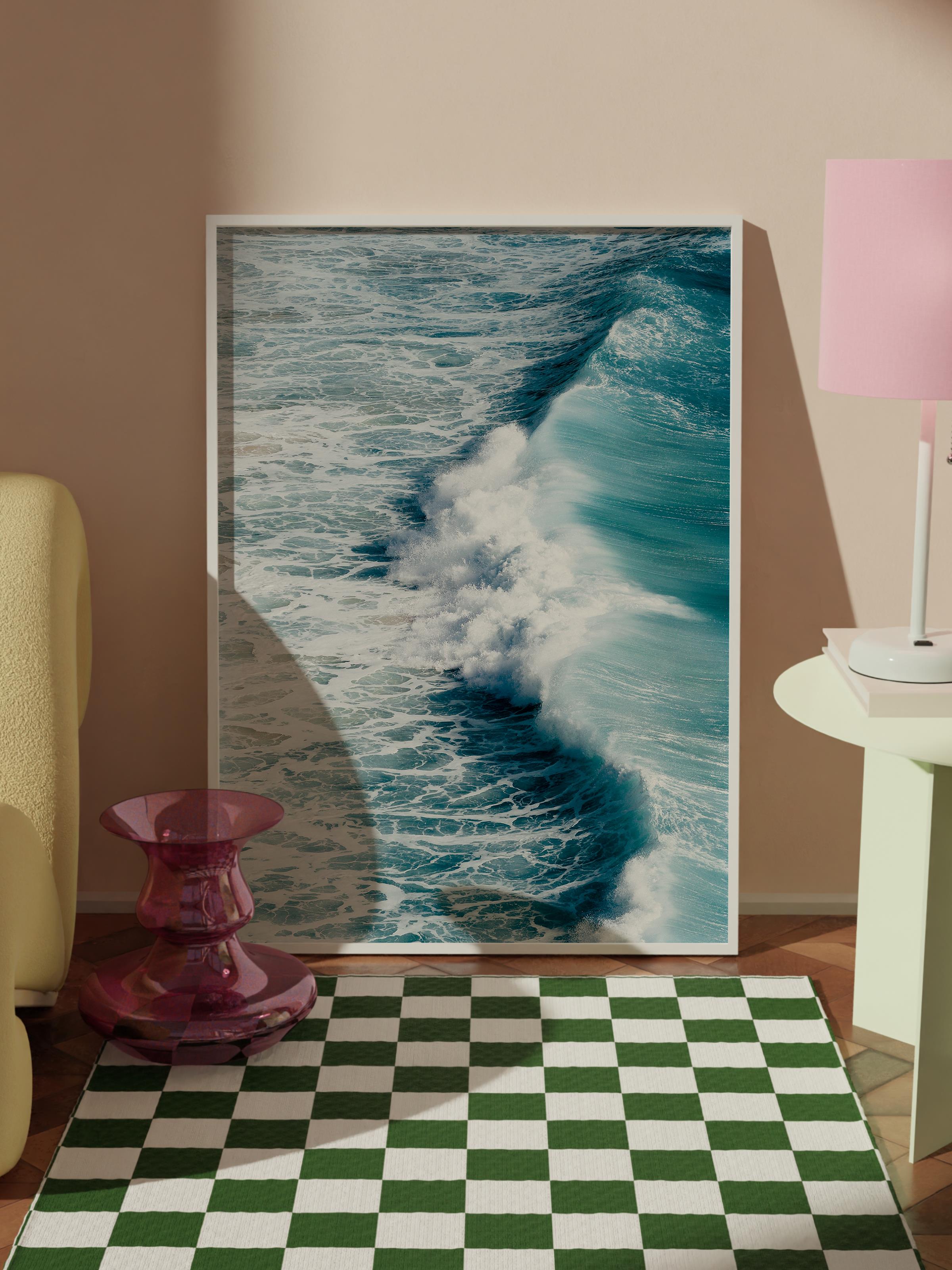Çerçevesiz Poster, Yaz Temalı Tablo NO:70, Dalgalar Fotoğrafı, Mavi Poster, Dikey
