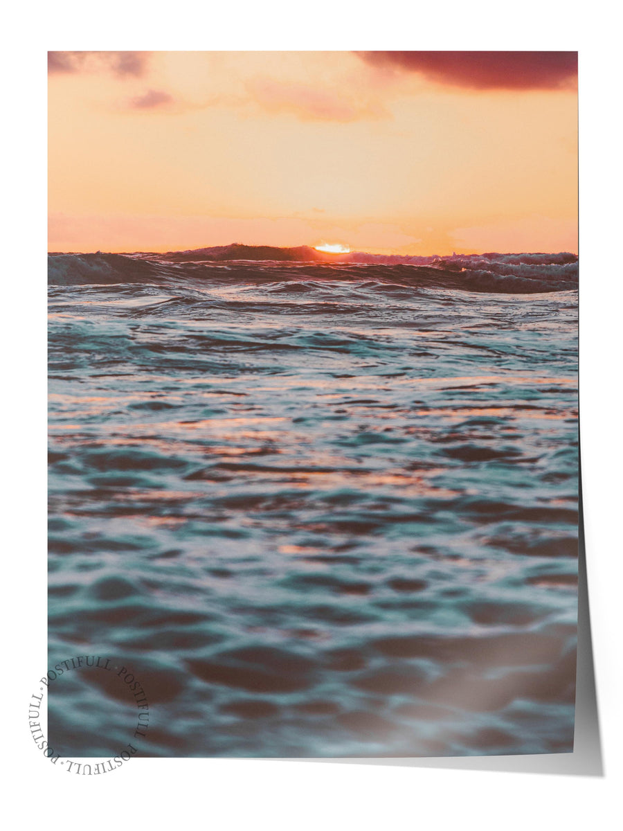 Deniz Dalga Günbatımı Fotoğraf Çerçevesiz Poster
