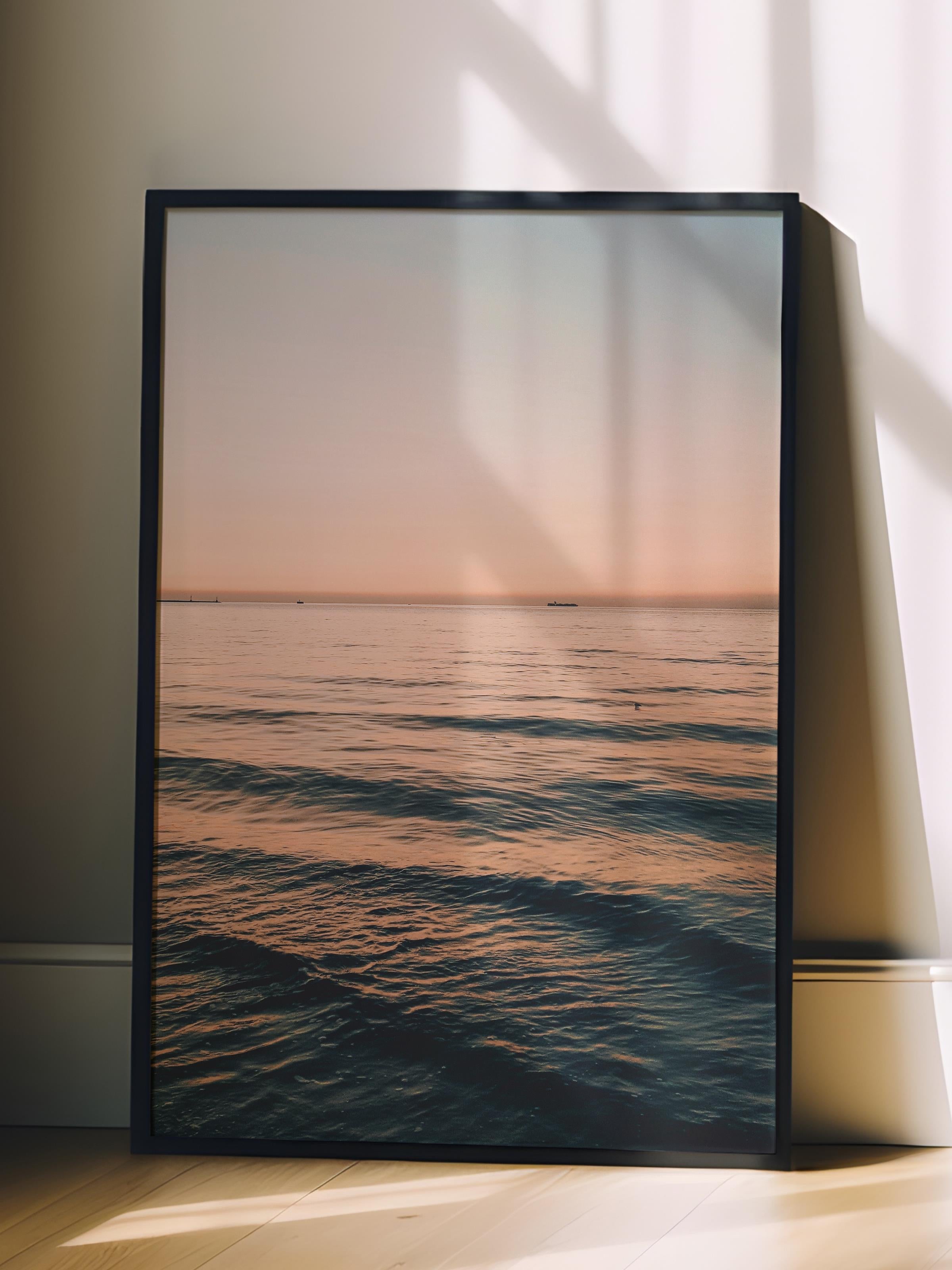 Çerçevesiz Poster, Yaz Temalı Tablo NO:77, Sakin Deniz Fotoğrafı, Mavi Poster, Dikey
