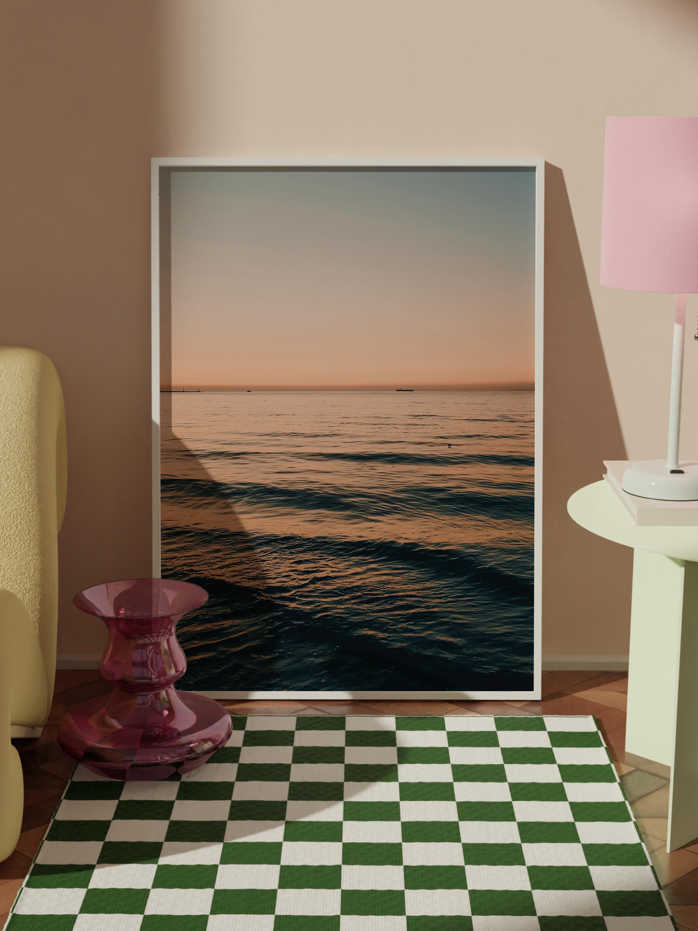 Çerçevesiz Poster, Yaz Temalı Tablo NO:77, Sakin Deniz Fotoğrafı, Mavi Poster, Dikey