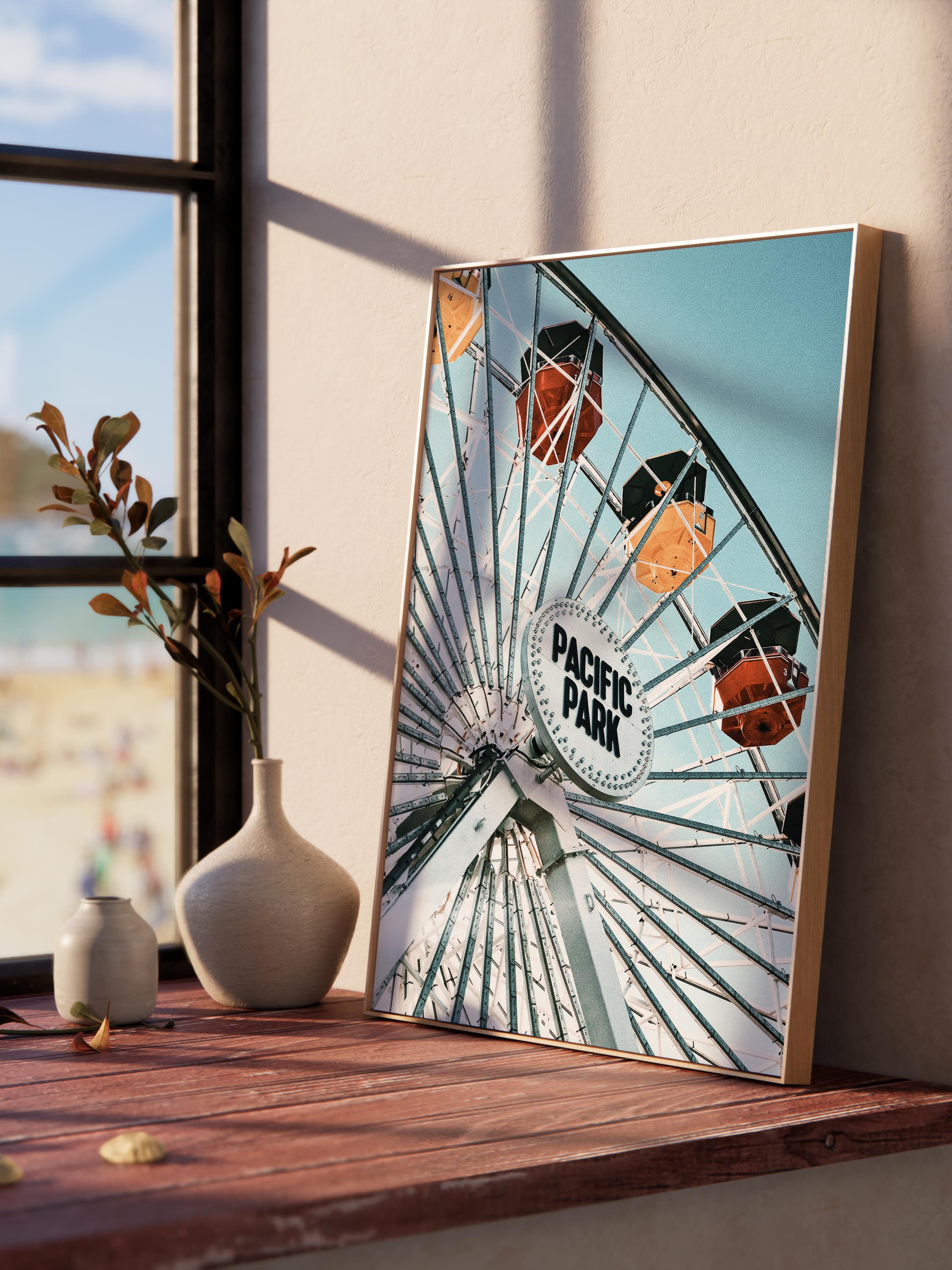 Çerçevesiz Poster, Yaz Temalı Tablo NO:86, Dönme Dolap Detayı Fotoğrafı, Beyaz Poster, Dikey