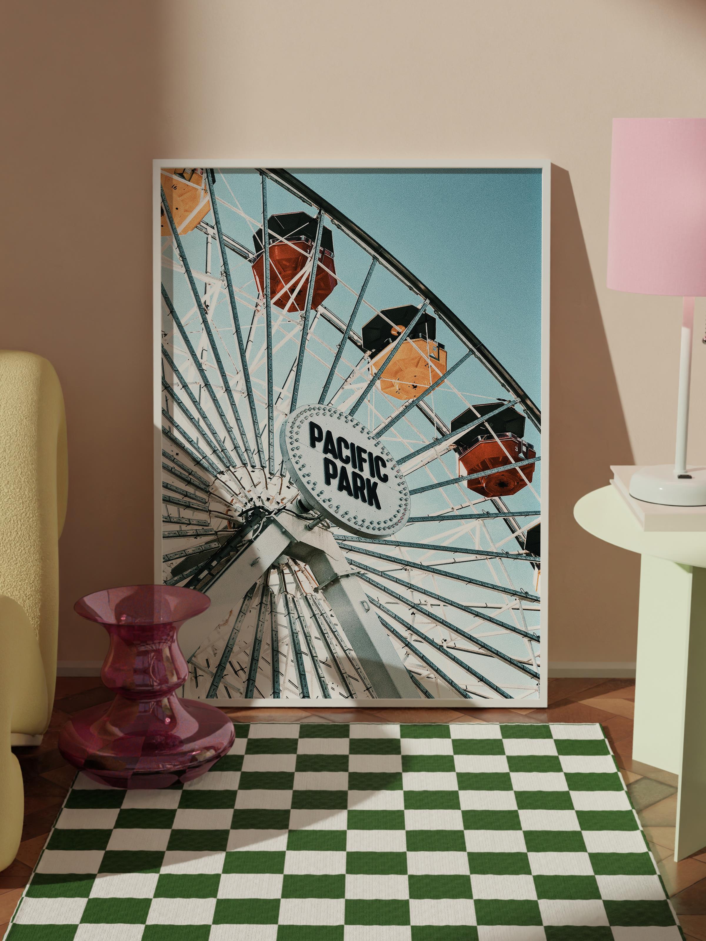 Çerçevesiz Poster, Yaz Temalı Tablo NO:86, Dönme Dolap Detayı Fotoğrafı, Beyaz Poster, Dikey