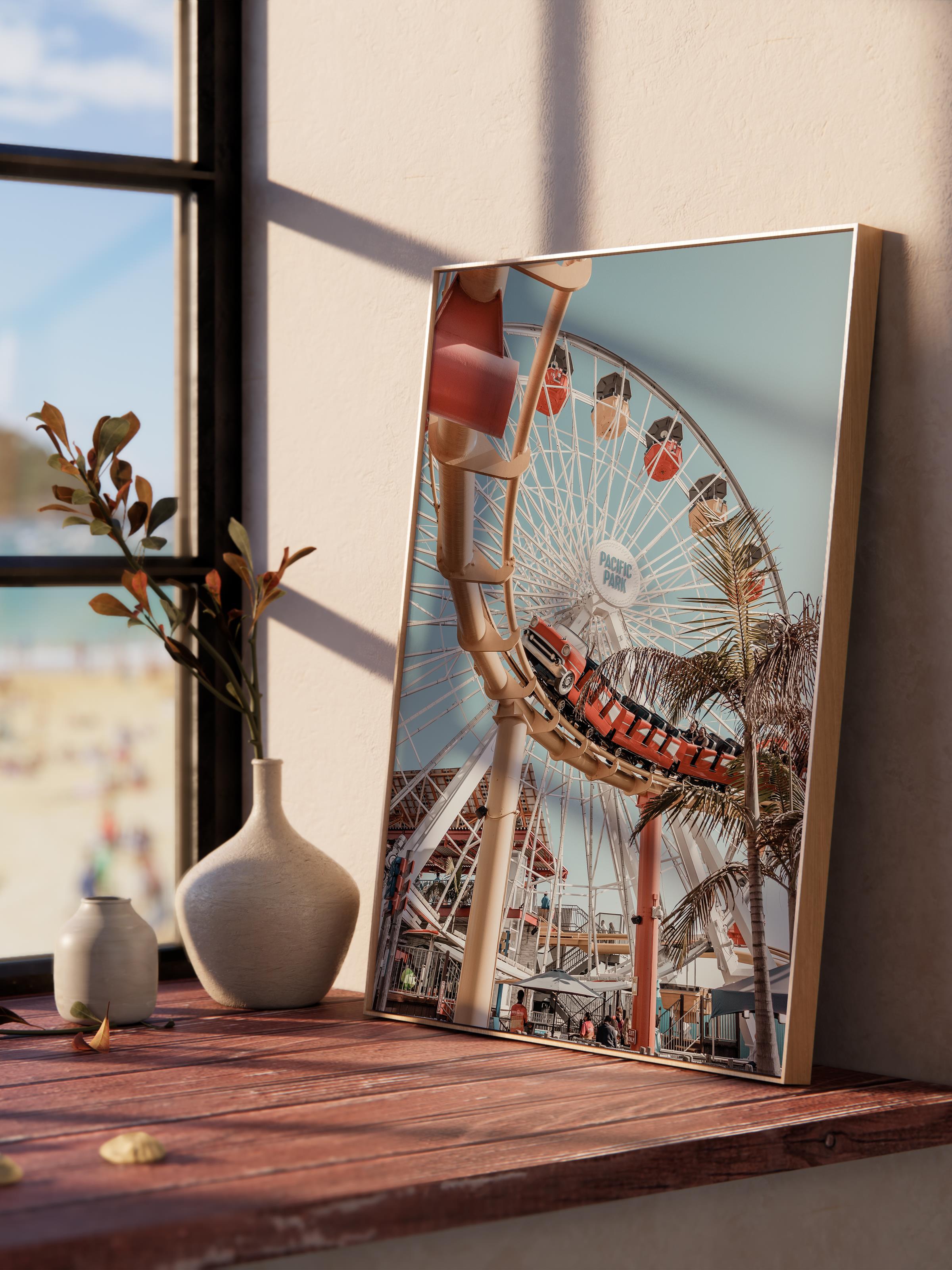 Çerçevesiz Poster, Yaz Temalı Tablo NO:87, Dönme Dolap Fotoğrafı, Beyaz Poster, Dikey
