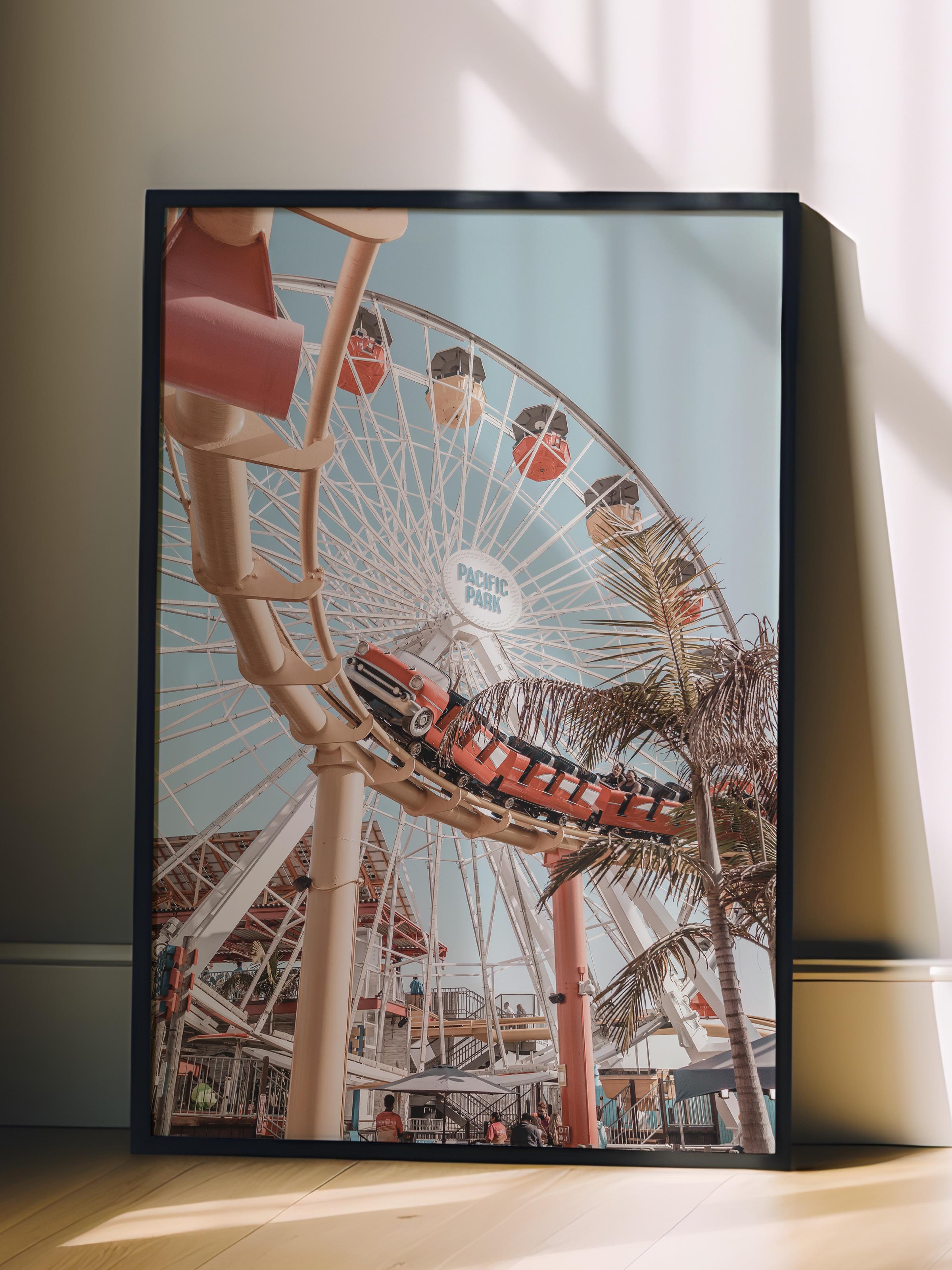 Çerçevesiz Poster, Yaz Temalı Tablo NO:87, Dönme Dolap Fotoğrafı, Beyaz Poster, Dikey
