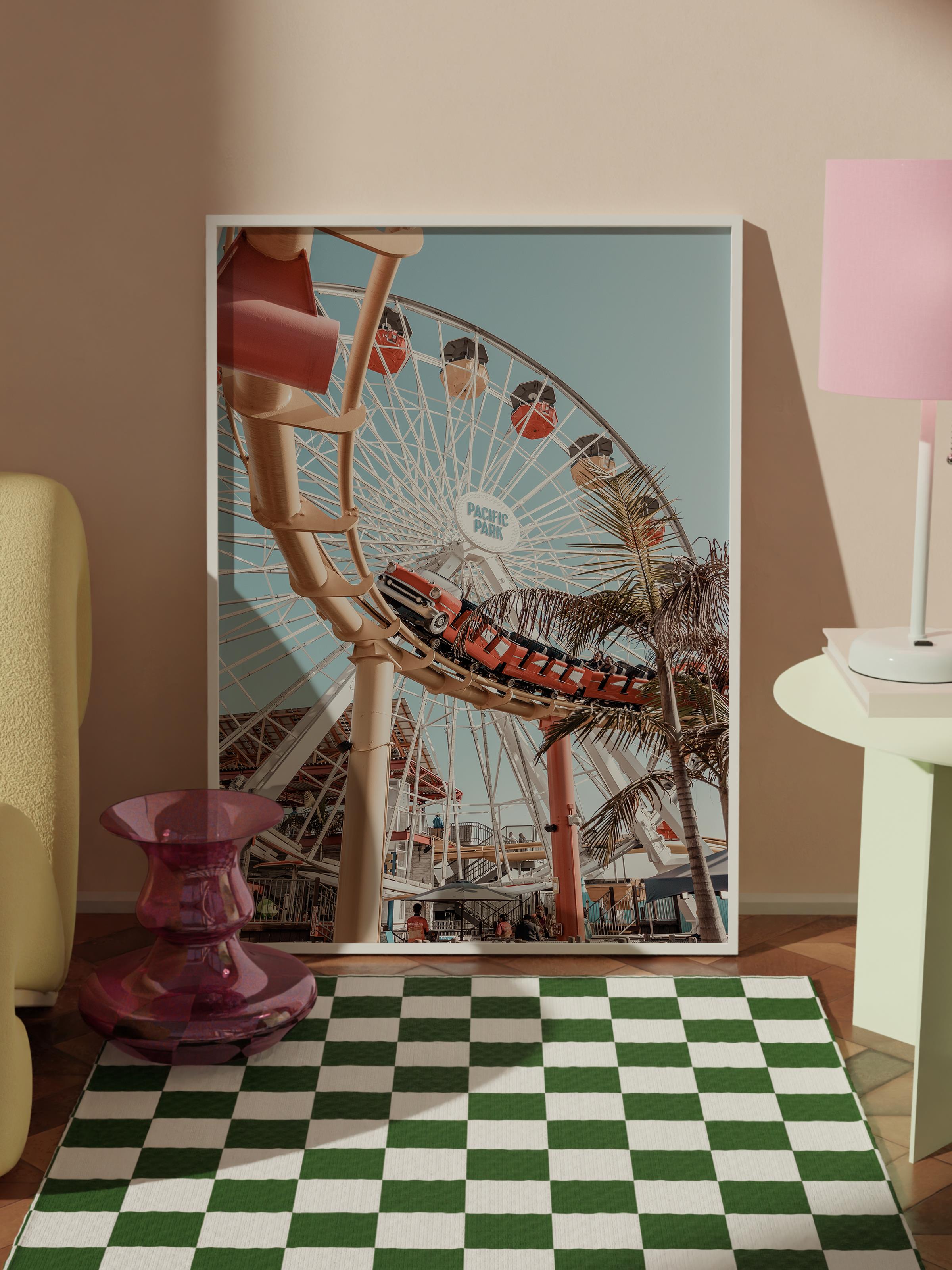 Çerçevesiz Poster, Yaz Temalı Tablo NO:87, Dönme Dolap Fotoğrafı, Beyaz Poster, Dikey