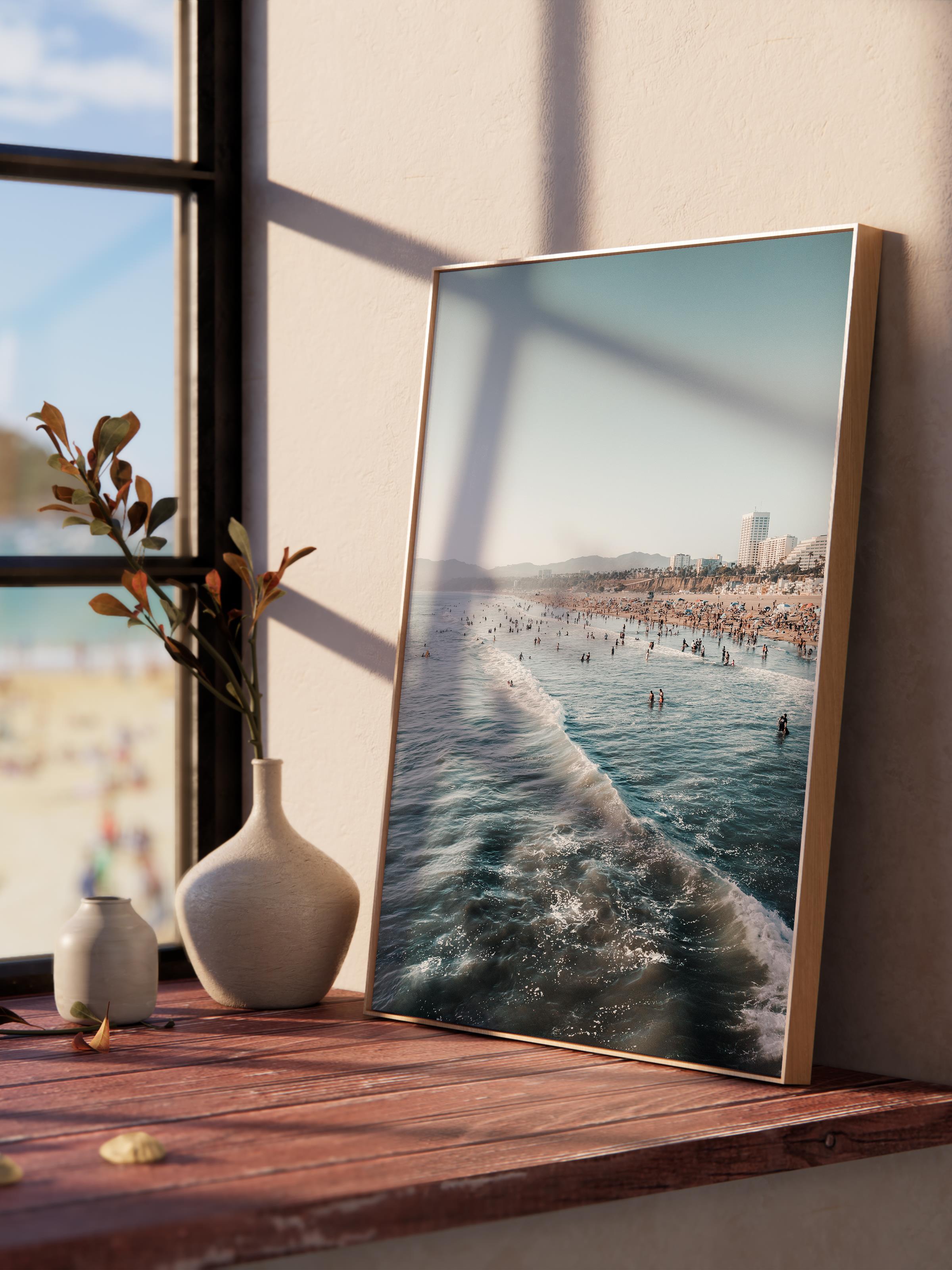 Çerçevesiz Poster, Yaz Temalı Tablo NO:88, Plaj ve Dalgalar Fotoğrafı, Mavi Poster, Dikey
