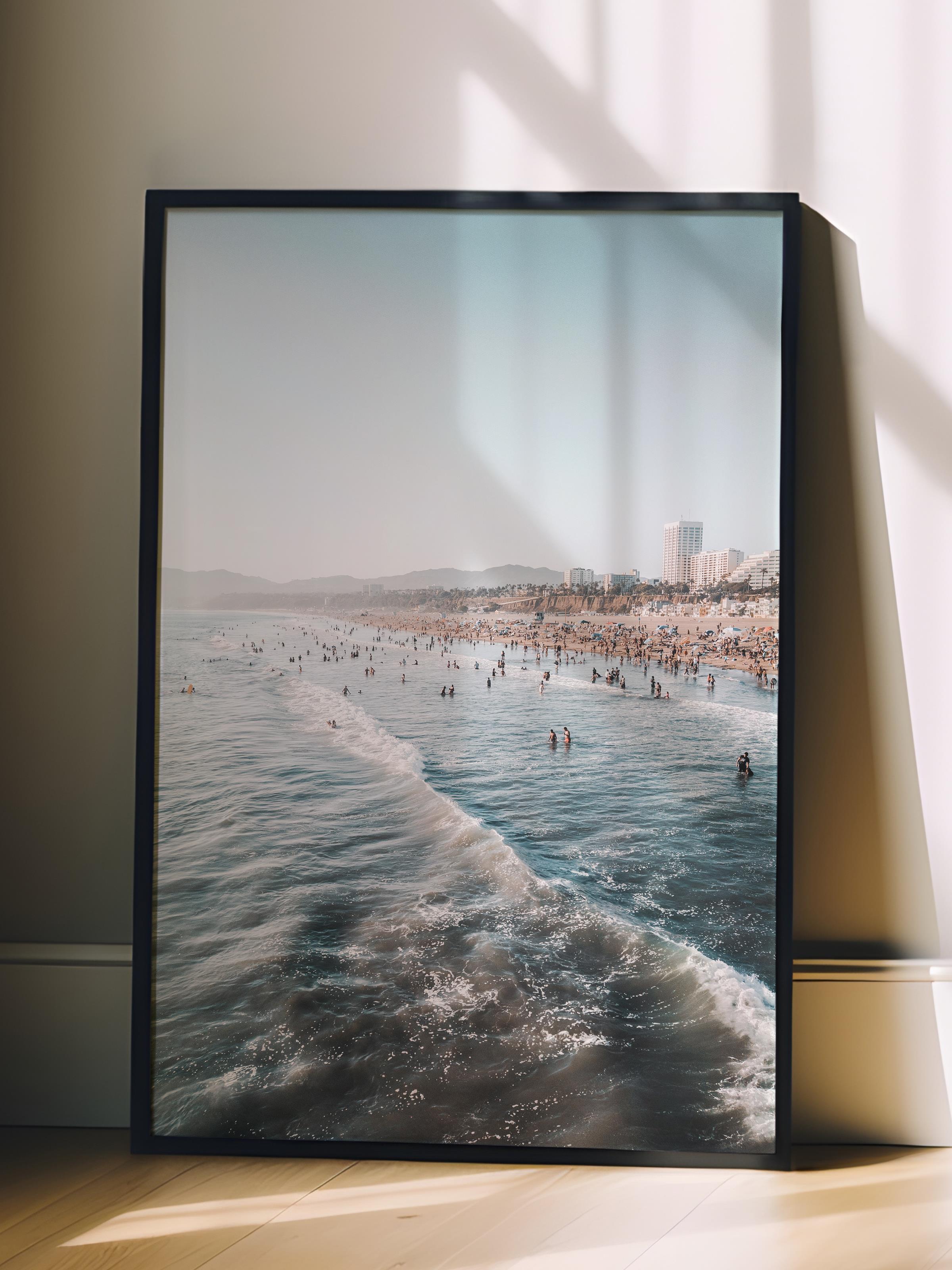 Çerçevesiz Poster, Yaz Temalı Tablo NO:88, Plaj ve Dalgalar Fotoğrafı, Mavi Poster, Dikey