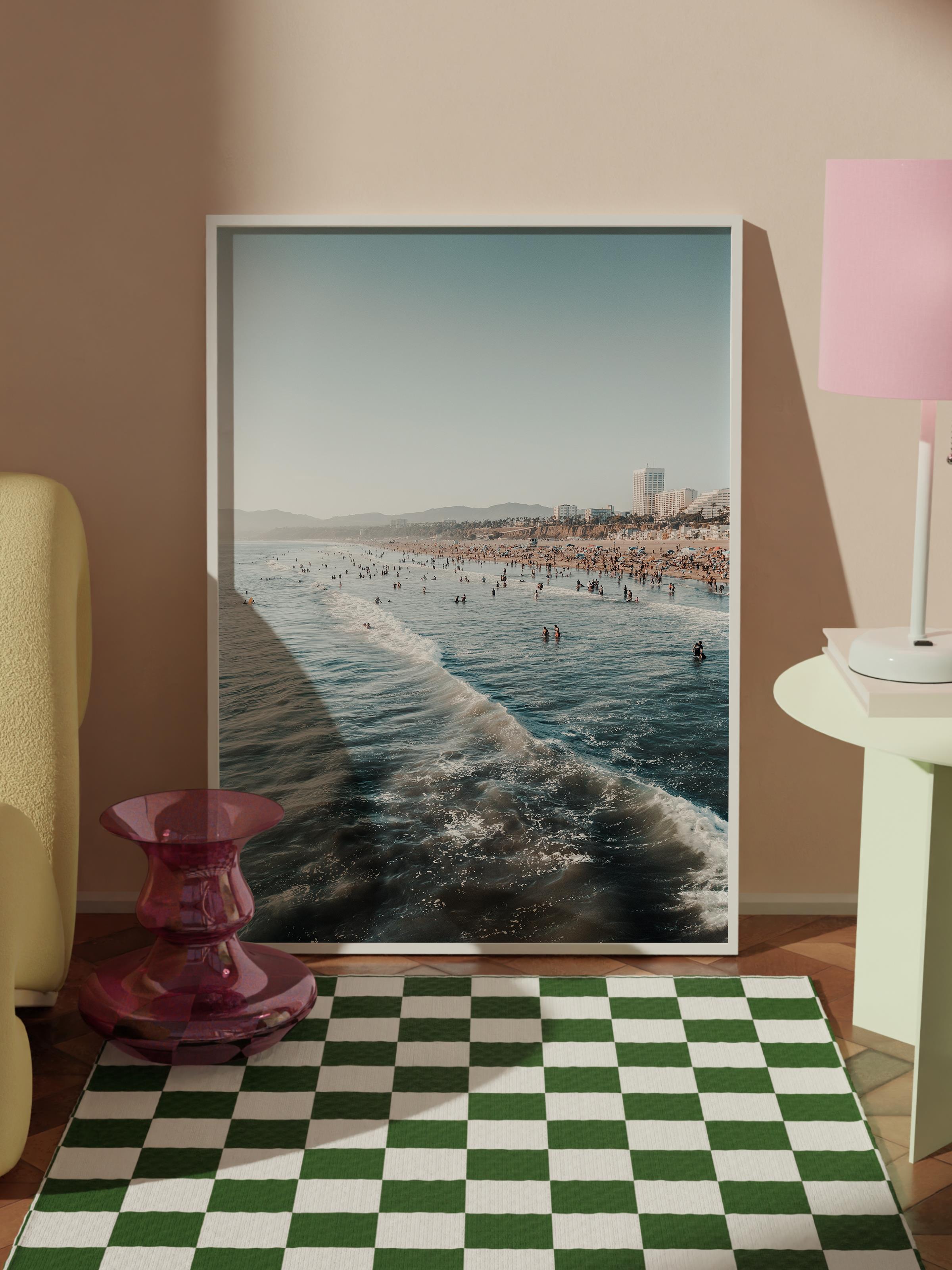 Çerçevesiz Poster, Yaz Temalı Tablo NO:88, Plaj ve Dalgalar Fotoğrafı, Mavi Poster, Dikey