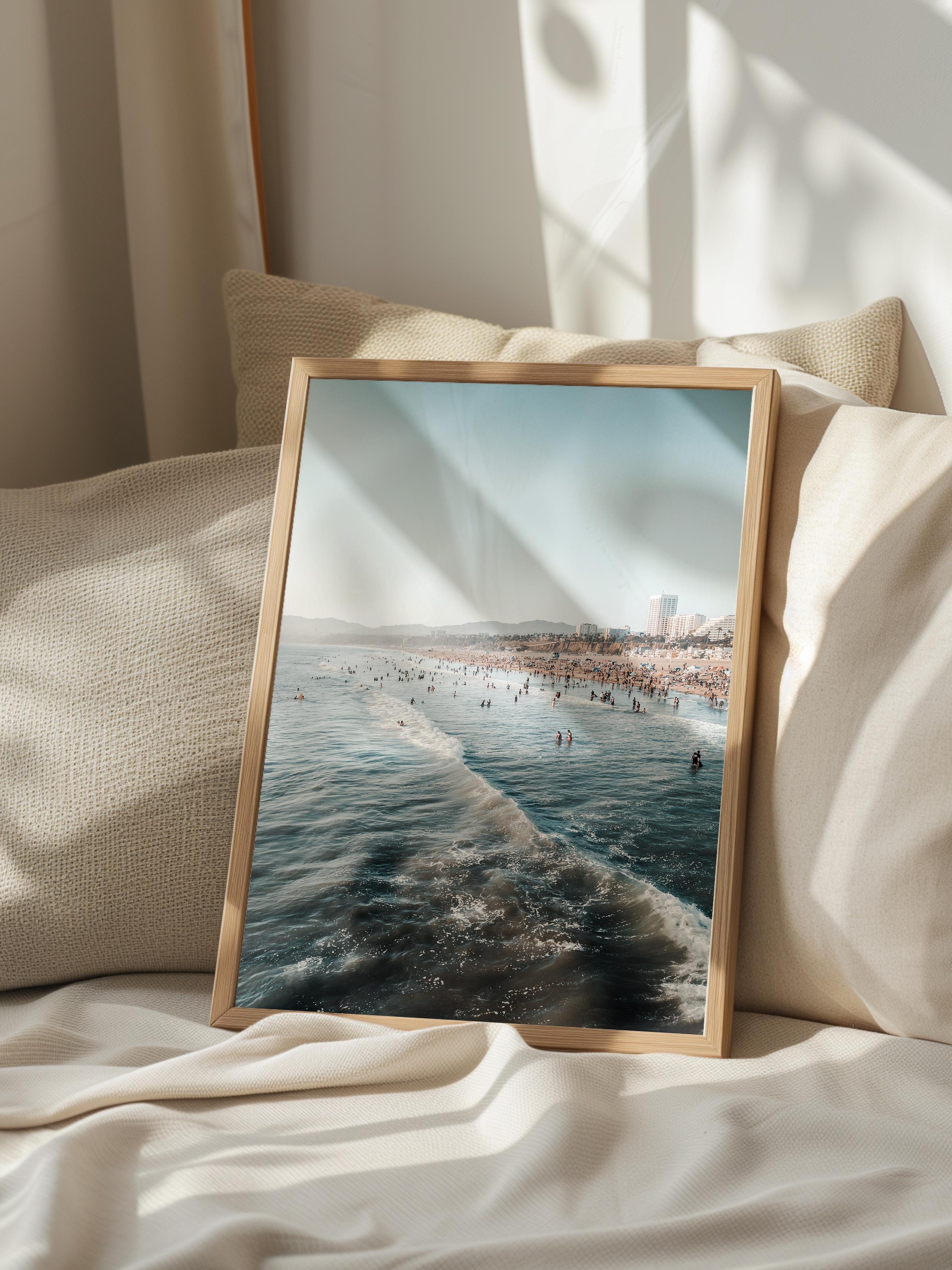 Çerçevesiz Poster, Yaz Temalı Tablo NO:88, Plaj ve Dalgalar Fotoğrafı, Mavi Poster, Dikey