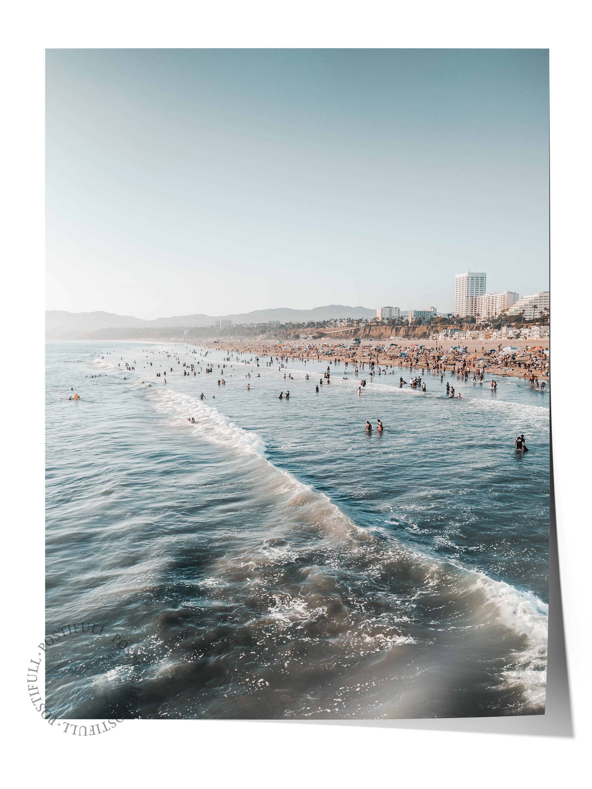 Çerçevesiz Poster, Yaz Temalı Tablo NO:88, Plaj ve Dalgalar Fotoğrafı, Mavi Poster, Dikey